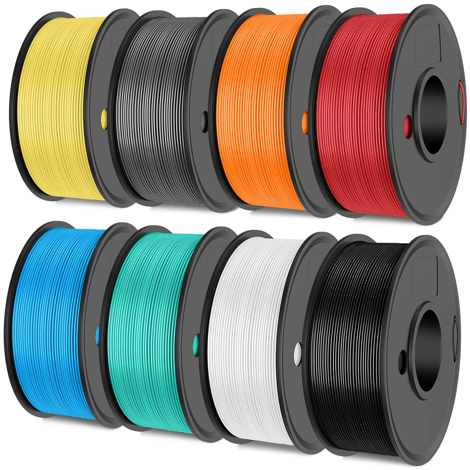 Sunlu 3D Printer Filament Pack, 0.25Kg Each Spool, Total 2Kg, Mini Spool, Pla+ Filament 1.75Mm, 8 Packs, Black+ White+ Grey+ Min
