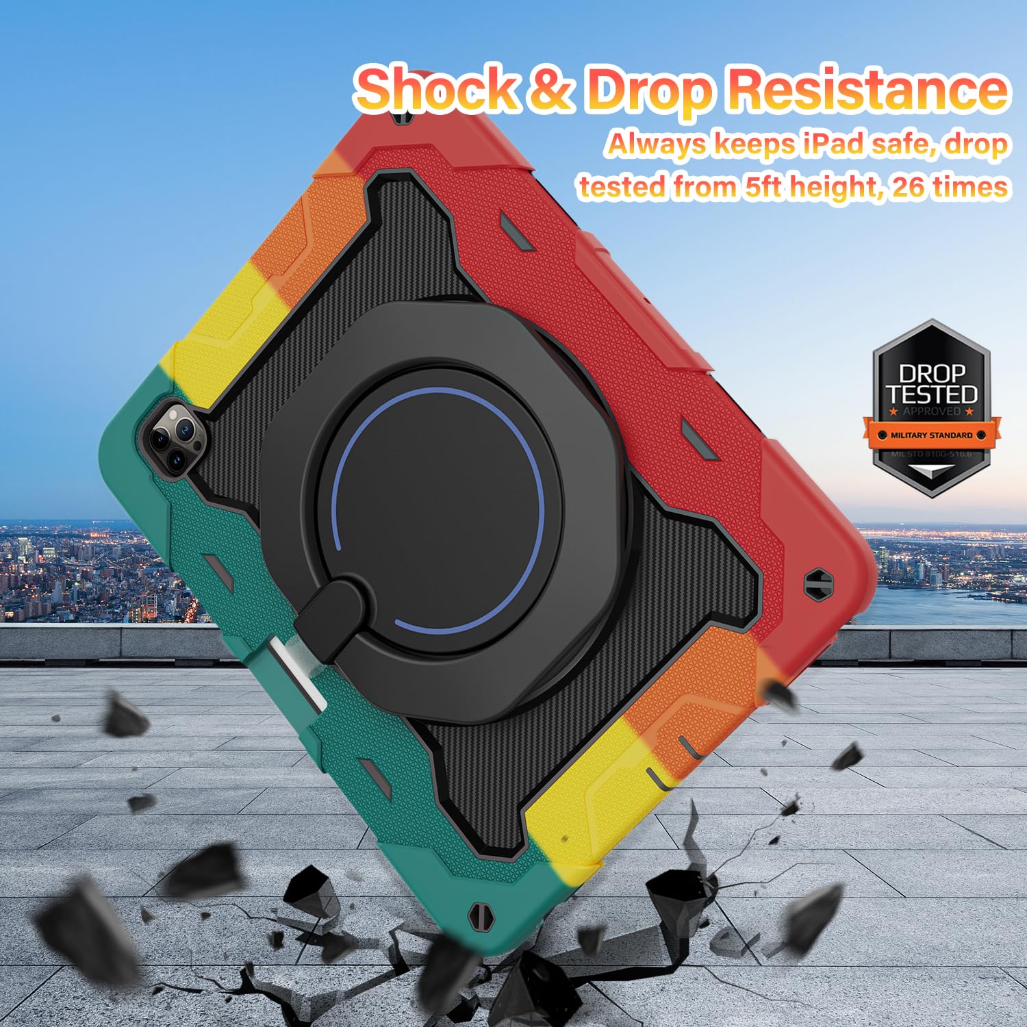 Roiskin For Ipad Pro 12.9  Inch Case (6Th, 5Th, 4Th & 3Rd Gen)With Hd Screen Protector, 360 Stand, Handle, Pencil Holder,Shoulde