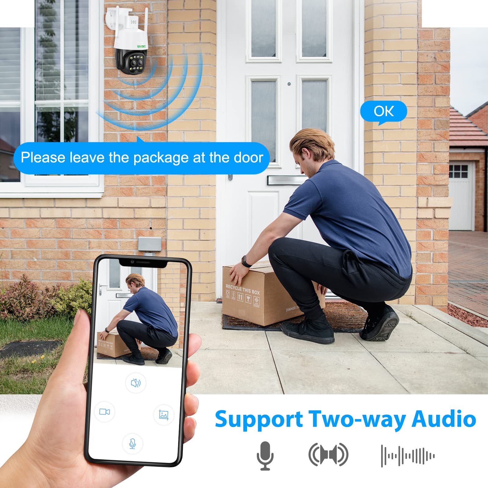 Sv3C Ptz Wifi Security Camera Outdoor Dual Lens Wireless Ip 4Mp Cam With Auto Tracking Floodlight Color Night Vision 2 Way Audio