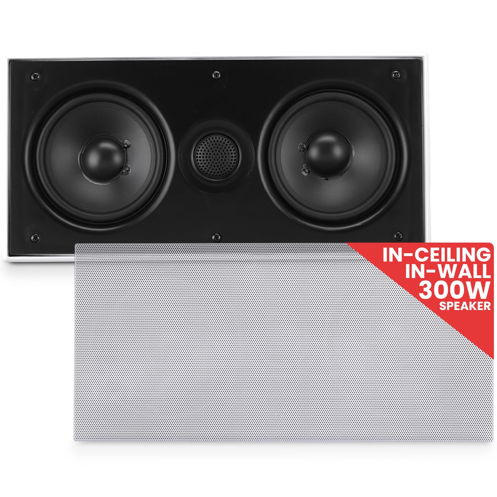 Pyle Ceiling Wall Mount Enclosed Speaker   300 Watt Stereo In Wall / In Ceiling Flush Mounted Sound Speaker System W/ Dual 5.25'