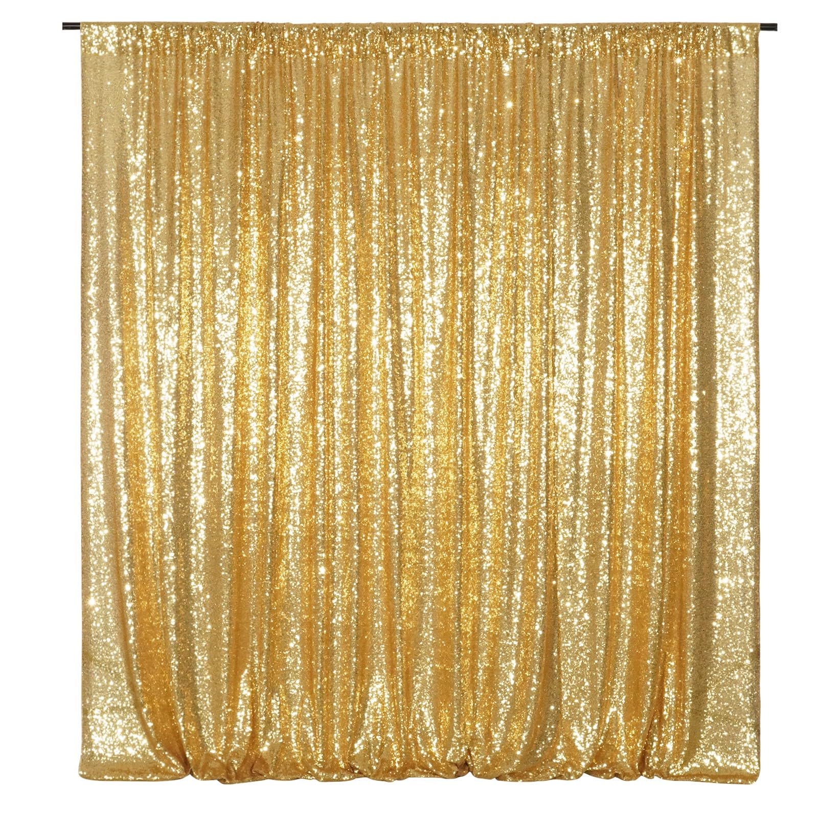 Poise3Ehome Gold Backdrop Curtain, 6Ft X 8Ft Sequin Backdrop, Sequin Curtains For Party Wedding Sequence Backdrop