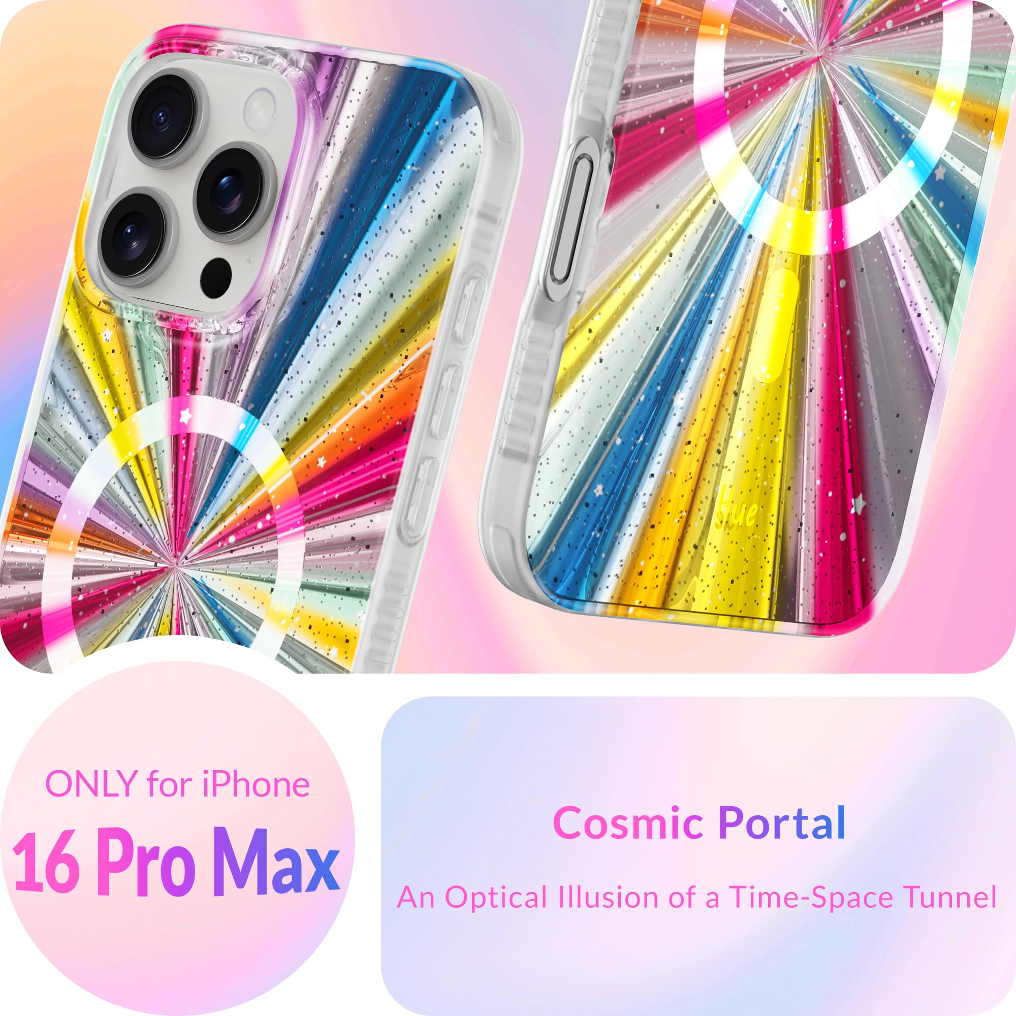 Lonli Hue   For Iphone 16 Pro Max Case [Compatible With Magsafe]   Cosmic Portal Phone Case   [360 Shock Absorbent Bumper]   Cut