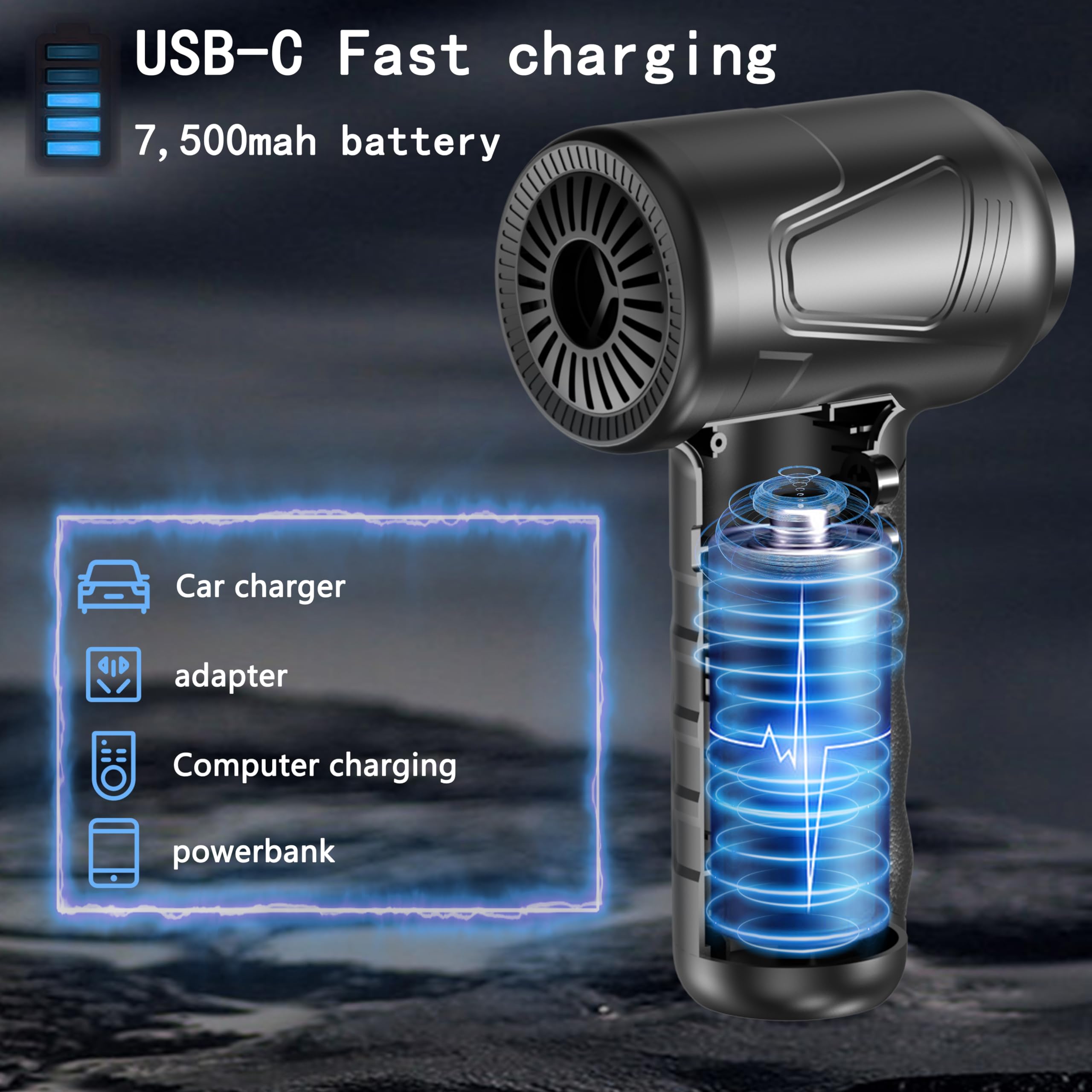 Compressed Air Duster 4.0,Cordless Air Blower,Electric Air Duster For Cleaning Keyboard&Pc,Air Cleaning Kit, 3 Speed Duster Clea