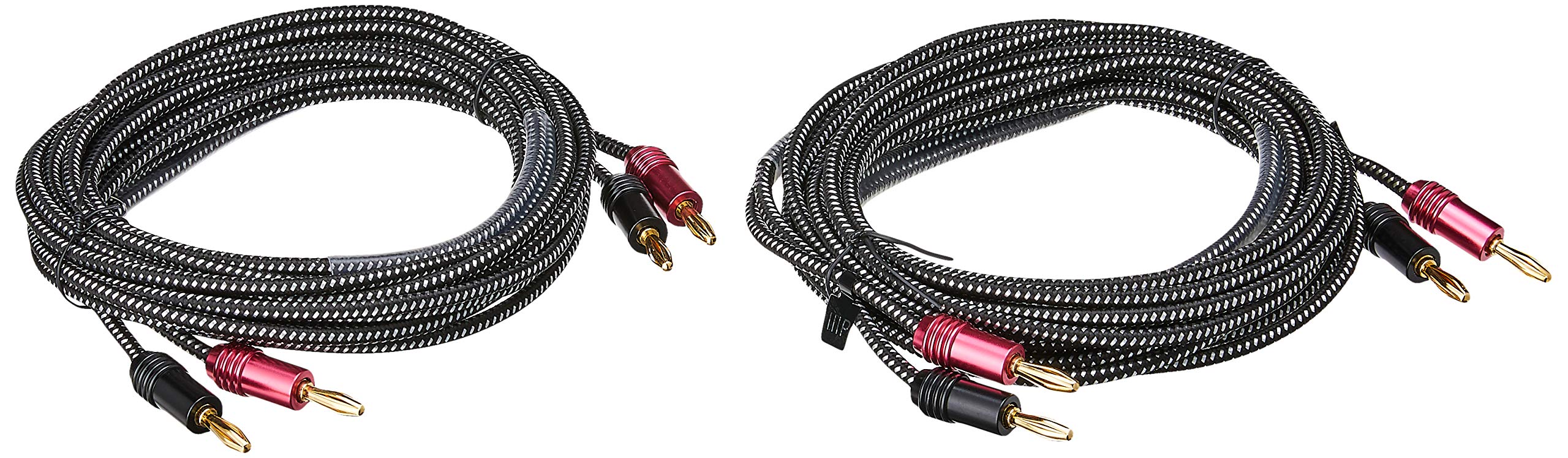 Monoprice Premium Braided Speaker Wire 14AWG - With Gold Plated Banana Plug Connectors - Affinity Series, 2 Pack, 10 Feet