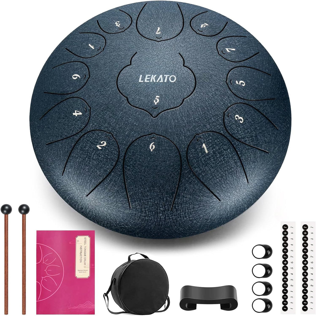 LEKATO Steel Tongue Drum 12 Inch 13 Tones, Rain Drum for Outside Beginner Handpan Drum Percussion for Meditation Yoga Musical Ed