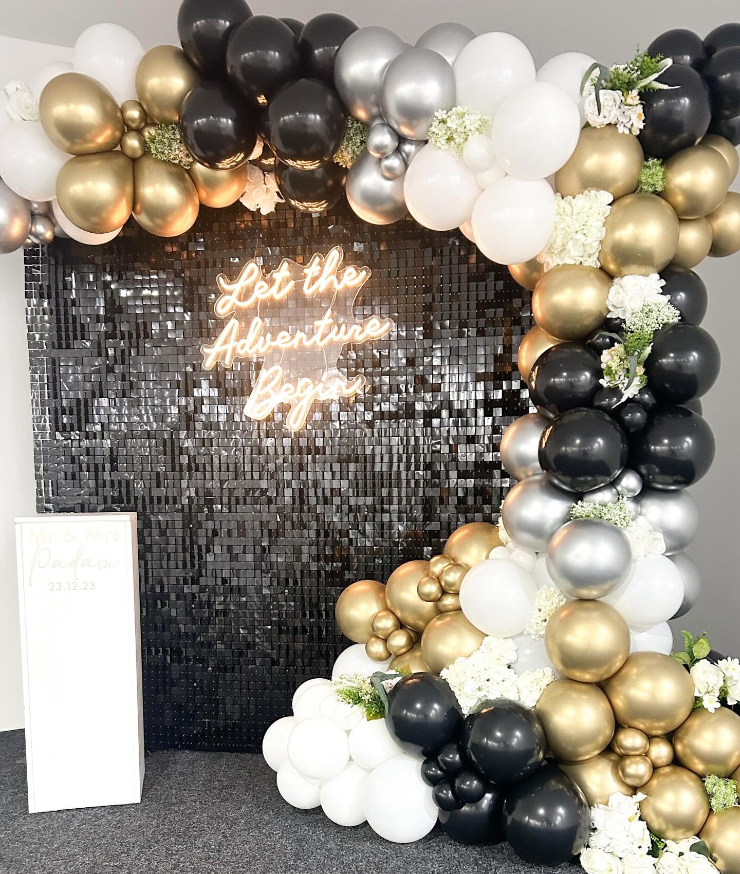 Shimmer Wall Backdrop Blue Square Sequin Wall Panel Backdrop Decor For Wedding, Anniversary, Birthday, Party, 24 Panels