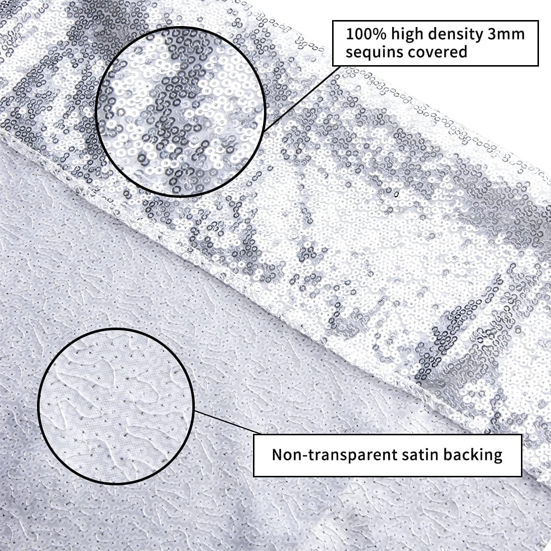 Poise3Ehome 6Ft X 8Ft Silver Sequin Backdrop Curtain, Glitter Thick Satin Background Drapes, Sparkly Opaque Photography Curtain,