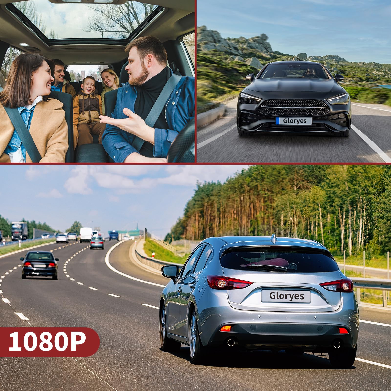 Vital Dash Cam,3 Channel Dash Cam Front And Rear Inside,Interior Car Camera,2.5K/1440P Front Car Dash Cam,Front+Interior,Front+R