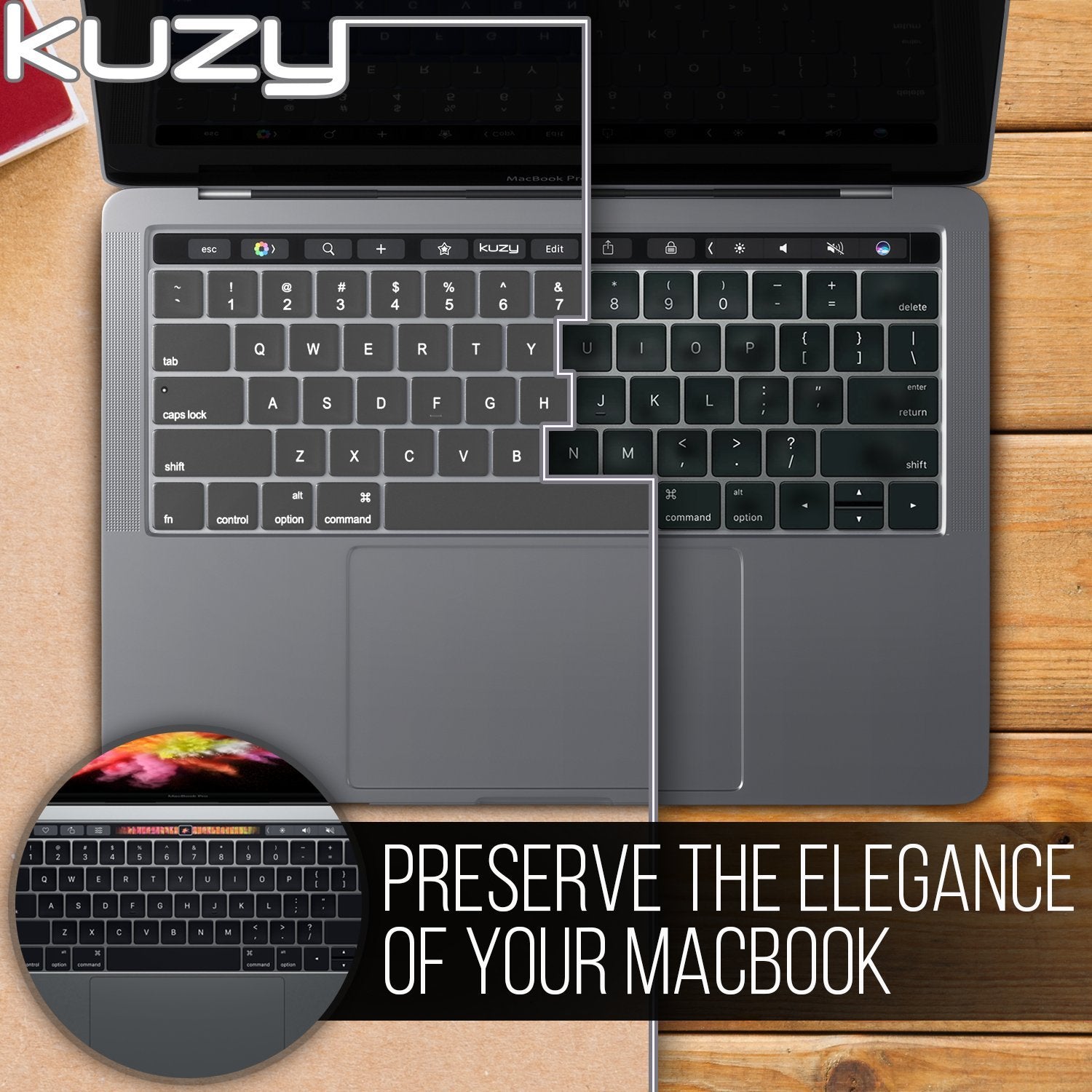 Kuzy Compatible With Macbook Pro Keyboard Cover With Touch Bar For 13 And 15 Inch 2019 2018 2017 2016 Model A2159, A1989, A1990,