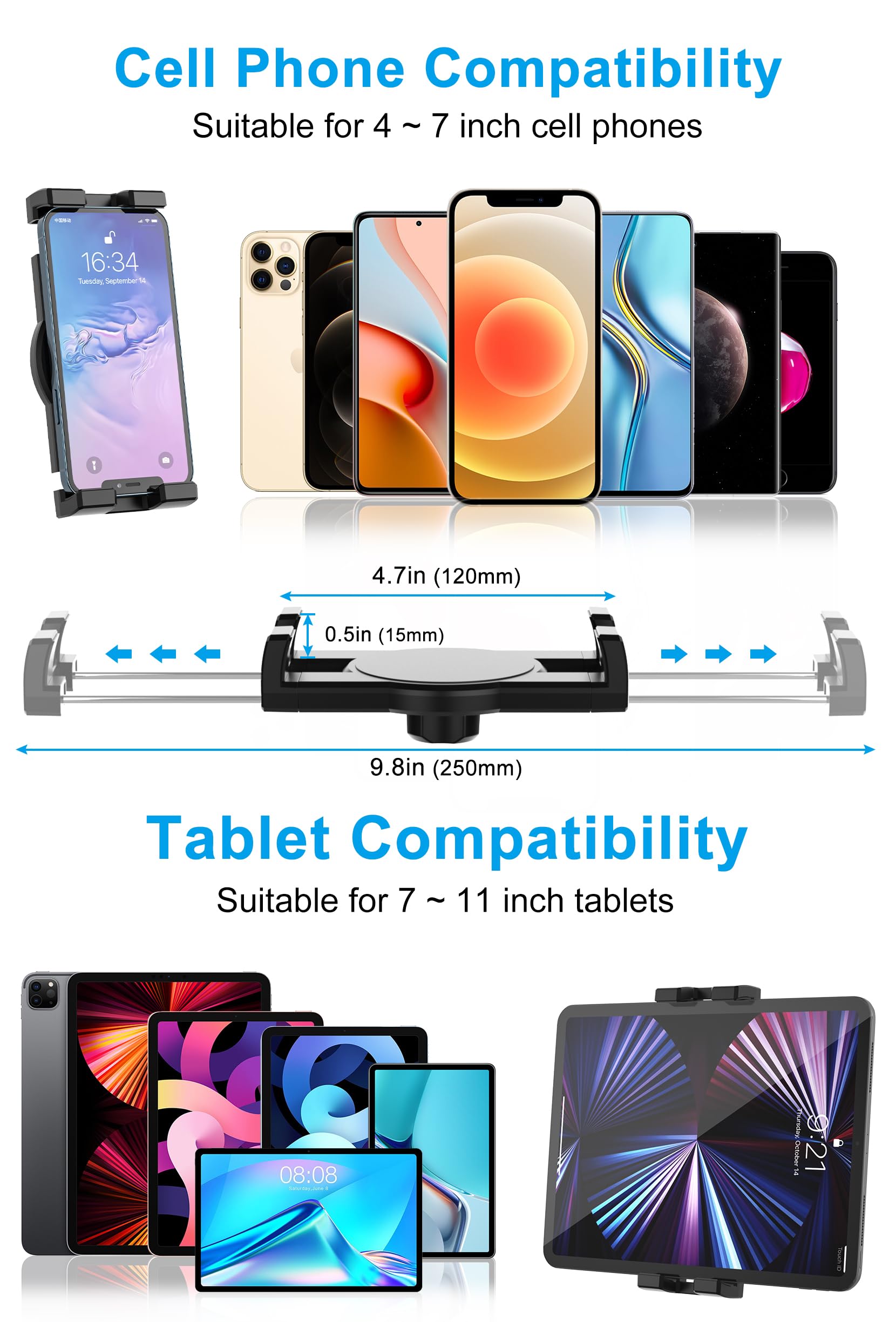 Gdzn Rotatable Sun Visor Tablet Holder, Universal Multi-Used Car Tablet Mount Clip With 1/4'' Screw For Ipad Pro Air Mini, Galax