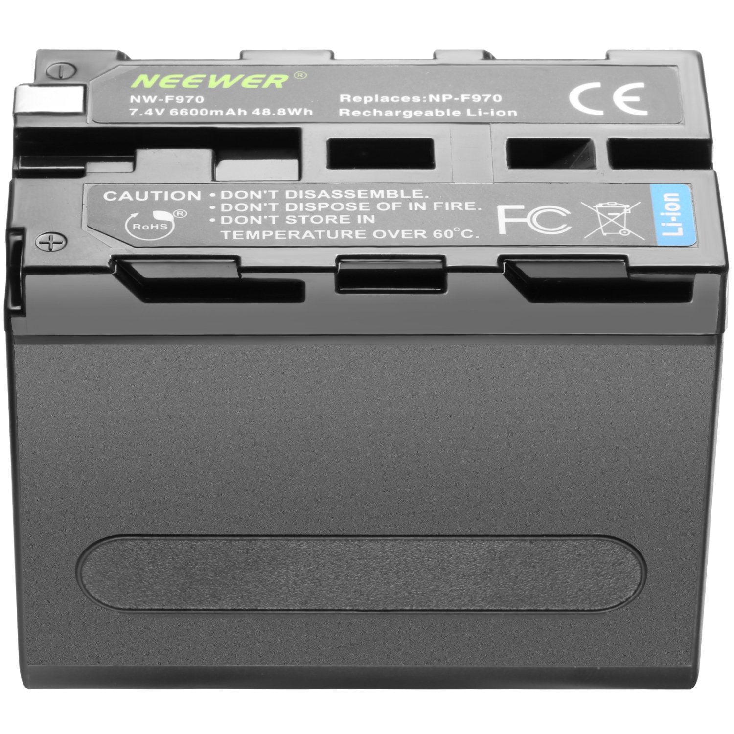 Neewer 6600Mah Li Ion Battery, Replacement Battery For Sony Np F970 Np F960 Np F975 Np F570 Np  F750 Np F770, Suitable Cn160 Nw7