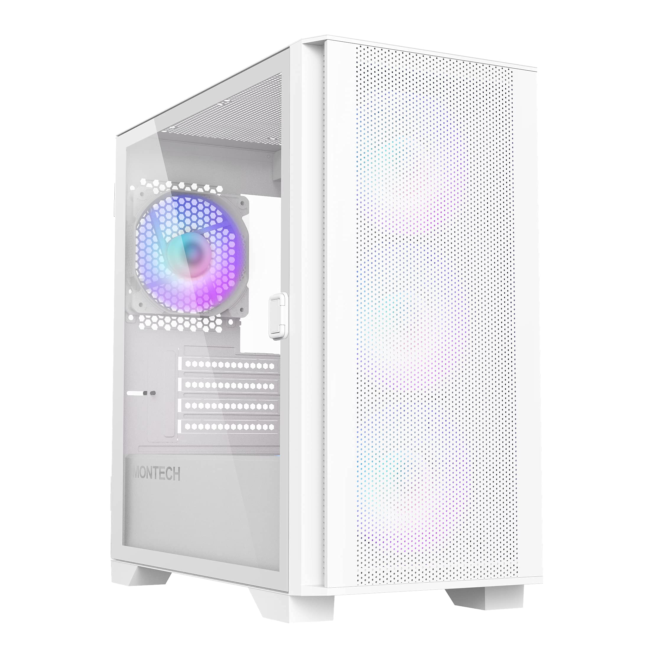 Montech Air 100 Argb - Tower - Micro Atx - Windowed Side Panel (Tempered Glass) - No Power Supply (Atx) - White - Usb/Audio