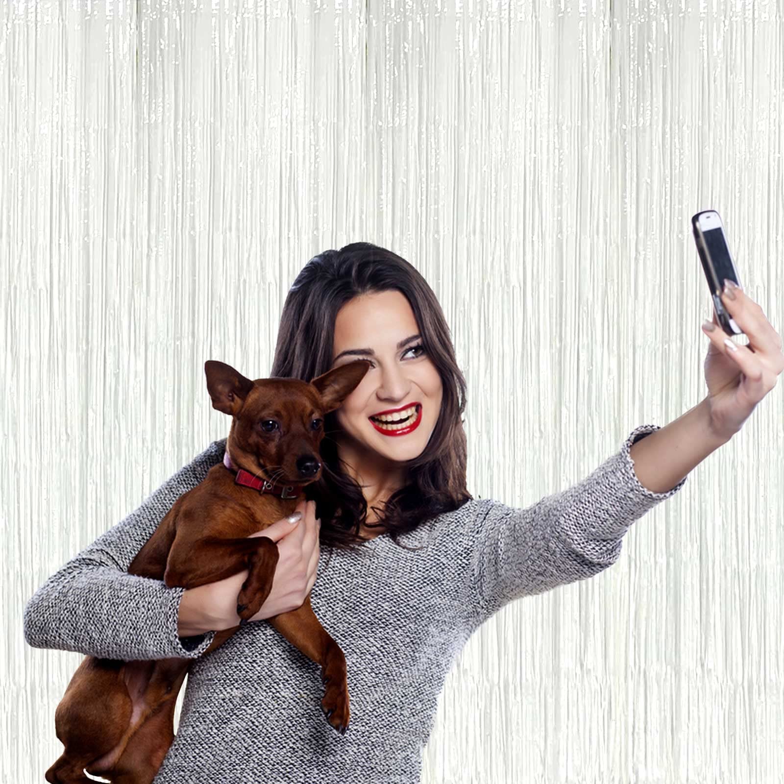 8 Pack White Tinsel Foil Fringe Curtain Backdrop, 3.28Ft X 8.2Ft Metallic Streamers For Photo Booth, Birthday, Wedding, Valentin