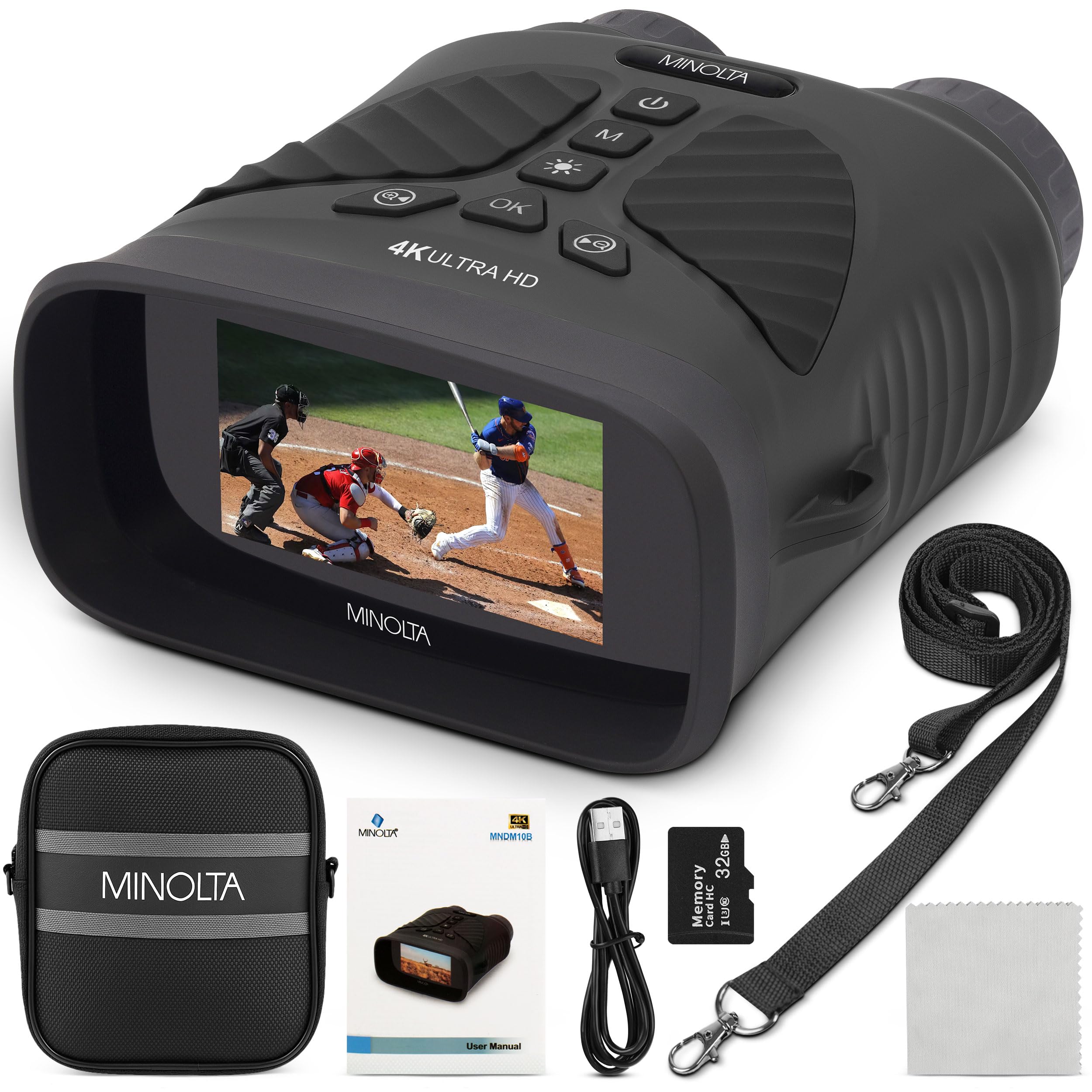 Minolta 10x25 Digital Night Vision Monocular w/Built-in 4K HD Video Camera (Black)