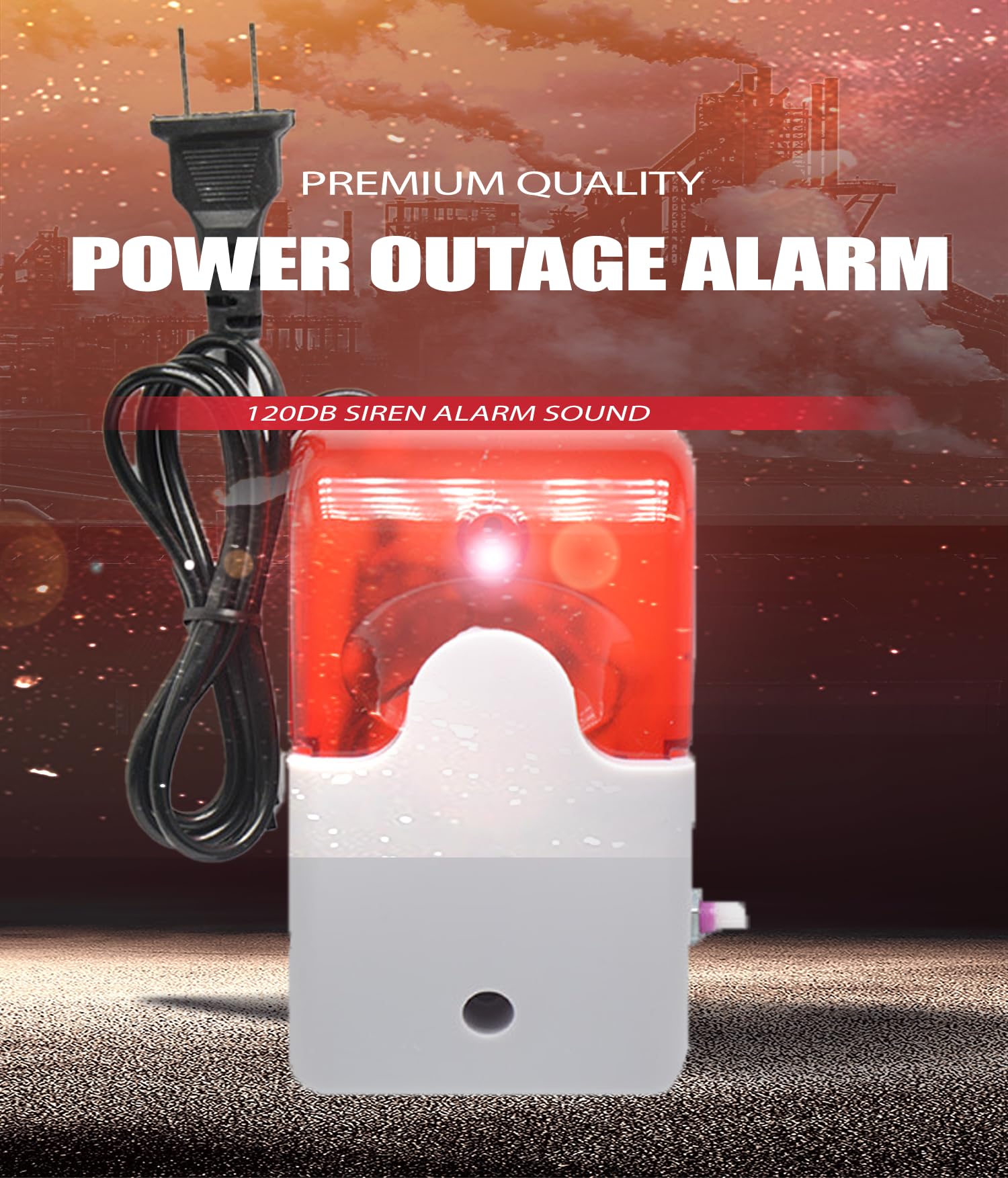 Power Outage Failure Cut Loss Alarm,Power Failure Sound And Light Alarm Sensor Alert With Flash Light,0 120Db Siren Alarm Sound