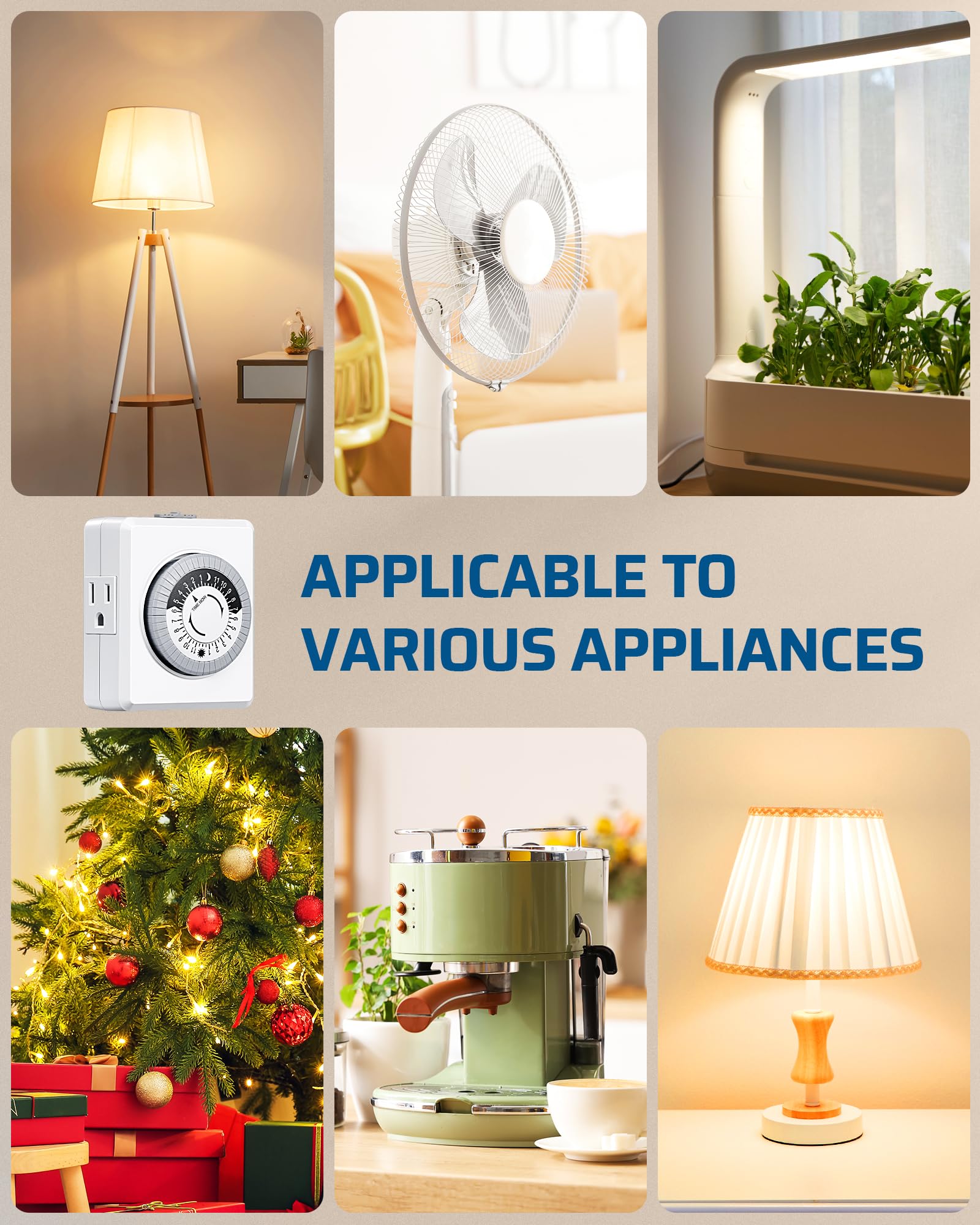 Dewenwils 24 Hour Cycle Plug-In Mechanical Timer 2 Pack, Indoor Timer For Electrical Outlets, 30-Minute Intervals, Dual 3 Prong