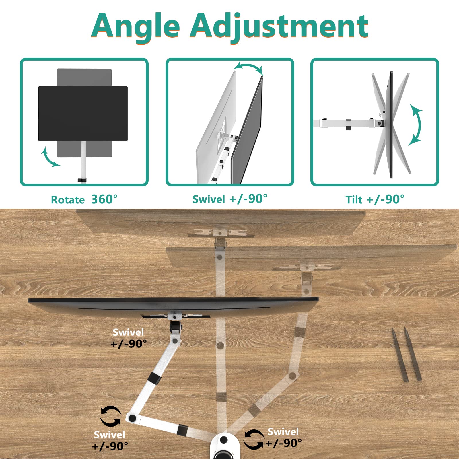 WALI Tall Monitor Stand Desk Mount, Single Extra Tall Monitor Arm Bracket for Computer Screen up to 32 inch, 22lbs (M001XL W), White