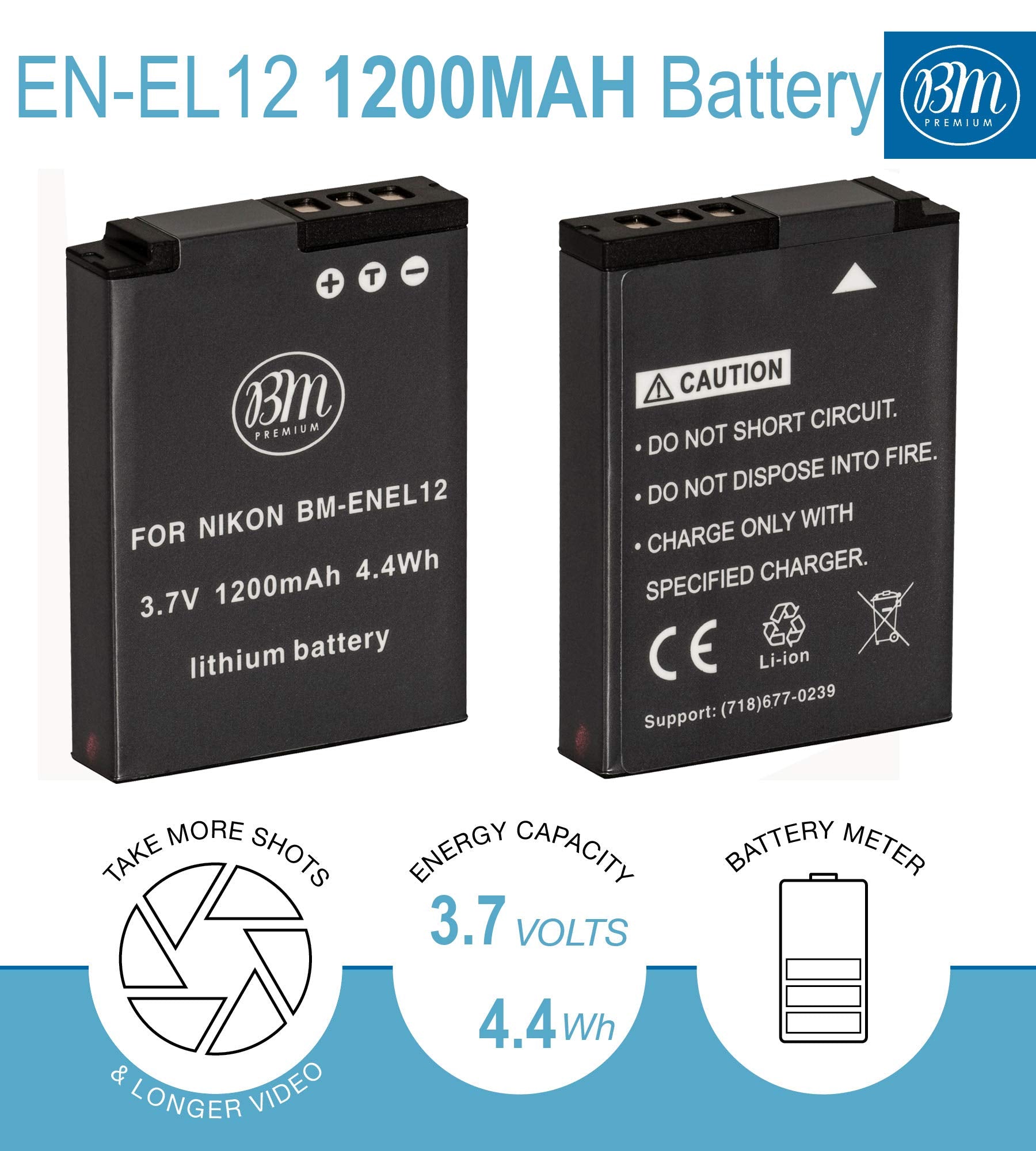 BM Premium EN EL12 Battery and Charger for Nikon Coolpix A1000 B600 W300 A900 AW100 AW110 AW120 AW130 S6300 S8100 S8200 S9050 S9200 S9300 S9400 S9500 S9700 S9900 P310 P330 P340 KeyMission 170, 360