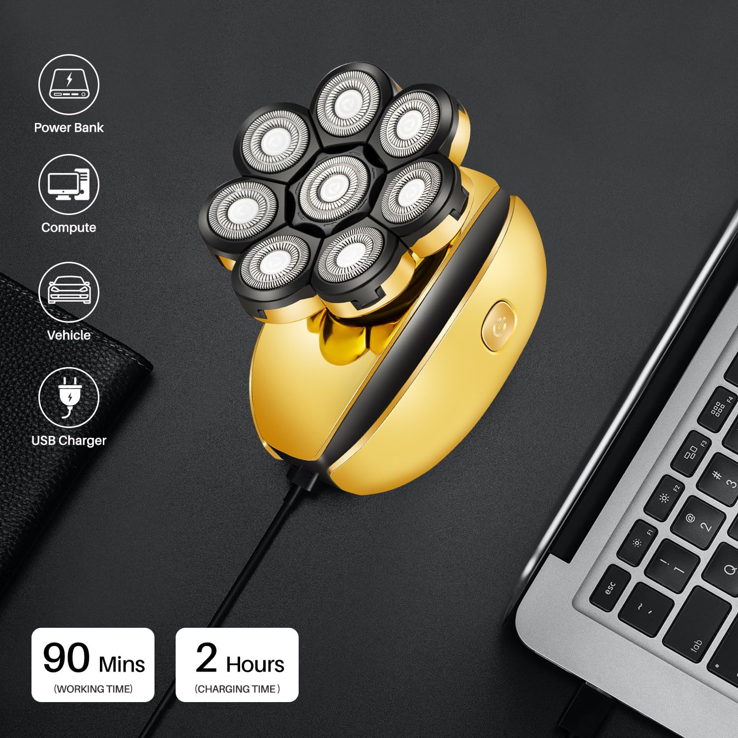 Votmoni Head Shavers For Bald Men Cordless Head Razor Rechargeable Shaver For Balding 8D Electric Shaver Multifunctional Shaving