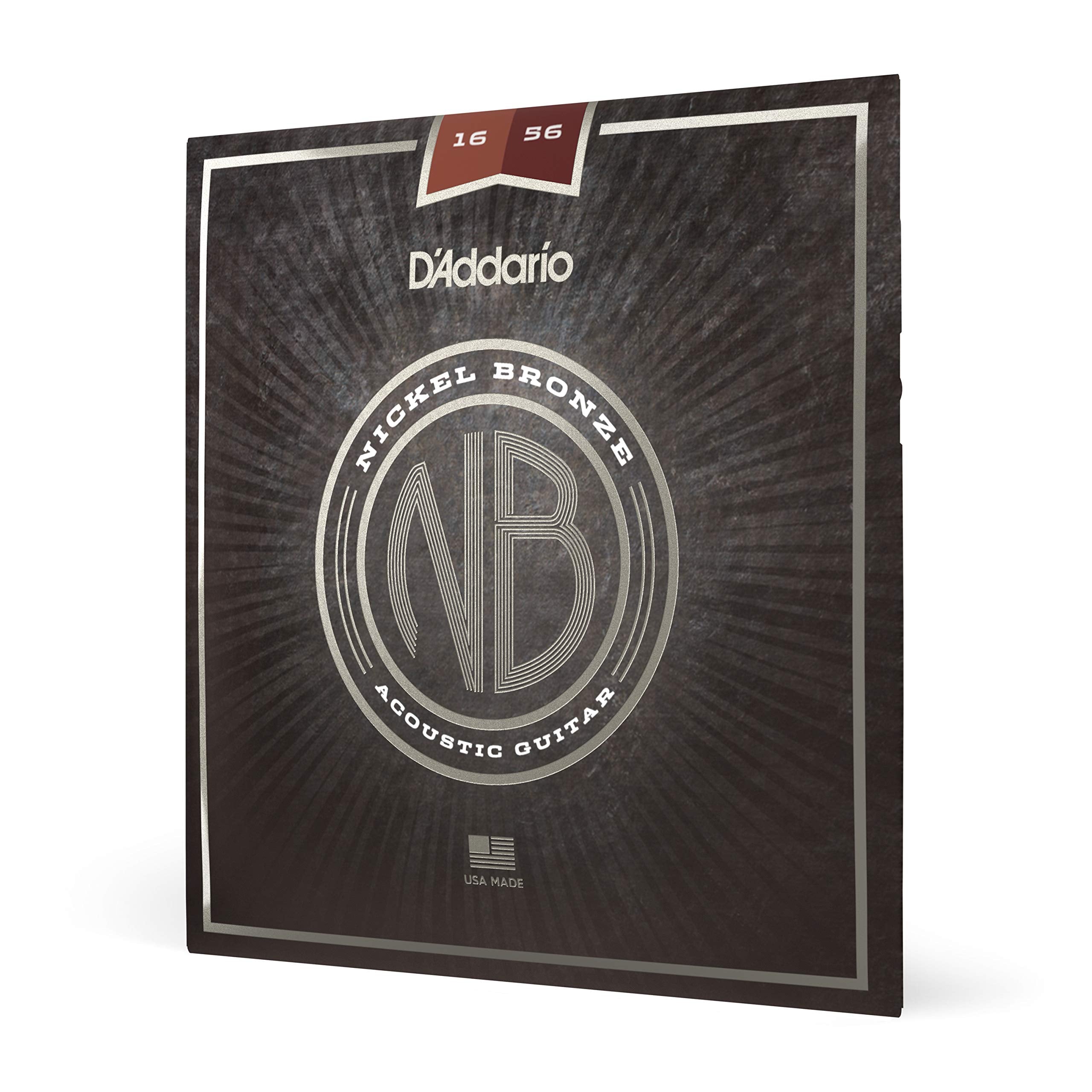 D'Addario Acoustic Guitar Strings, Nickel Bronze, Nb1656, Resophonic Guitar Medium Gauge 16 56, 6 String Set, Pack Of 1