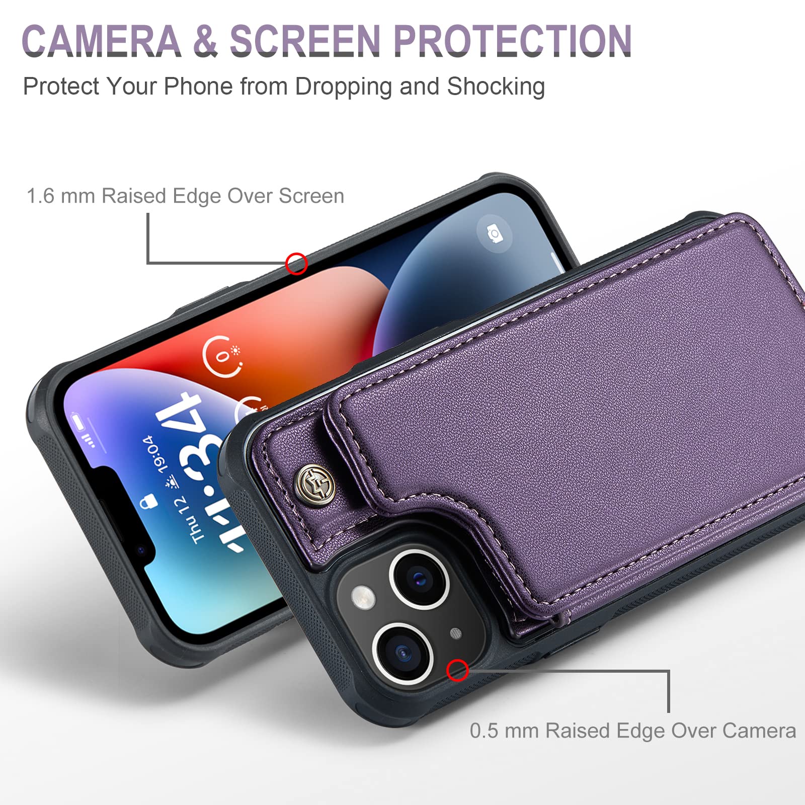 Vinich For Iphone 13 Wallet Case With Card Holder, Rfid Blocking For Iphone 13 Case For Women Men, Durable Kickstand Shockproof