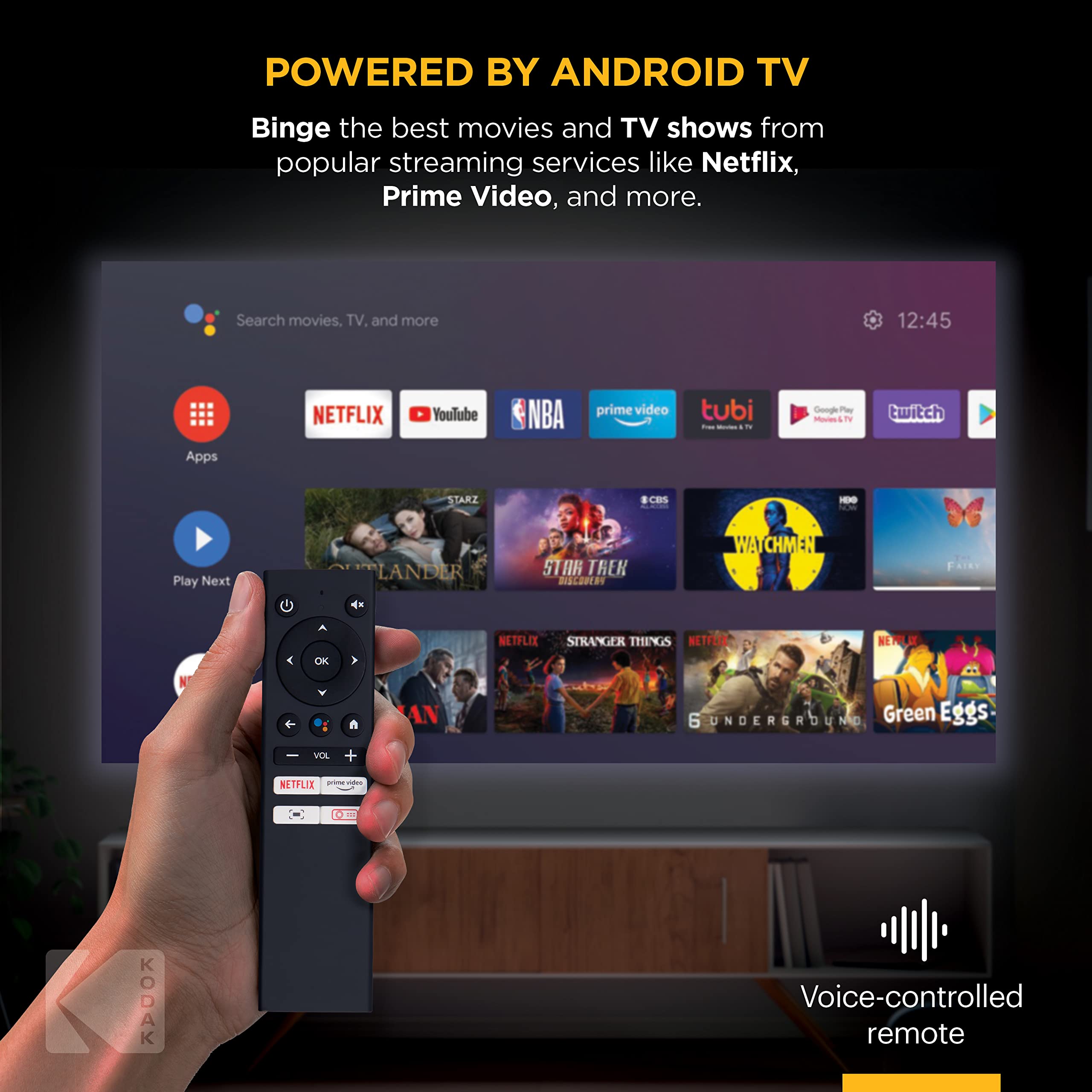 Kodak Flik Hd9 Smart Projector | Mini Black Portable Indoor & Outdoor Movie With Android Tv Streaming Apps, Wi Fi And Bluetooth,