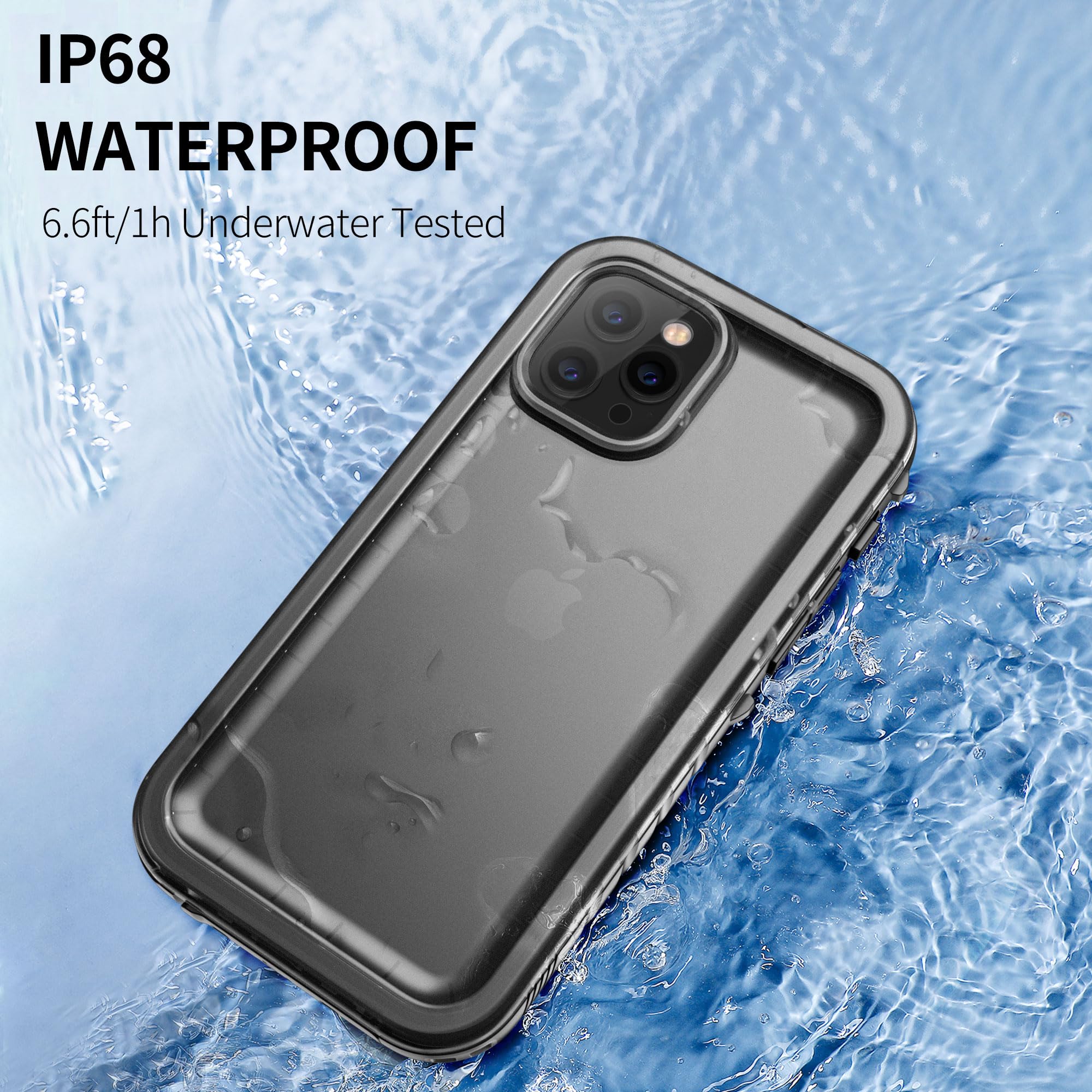 SPORTLINK iPhone 13 Pro Max Waterproof Dustproof Shockproof Phone Case with Screen Protector TPU Black