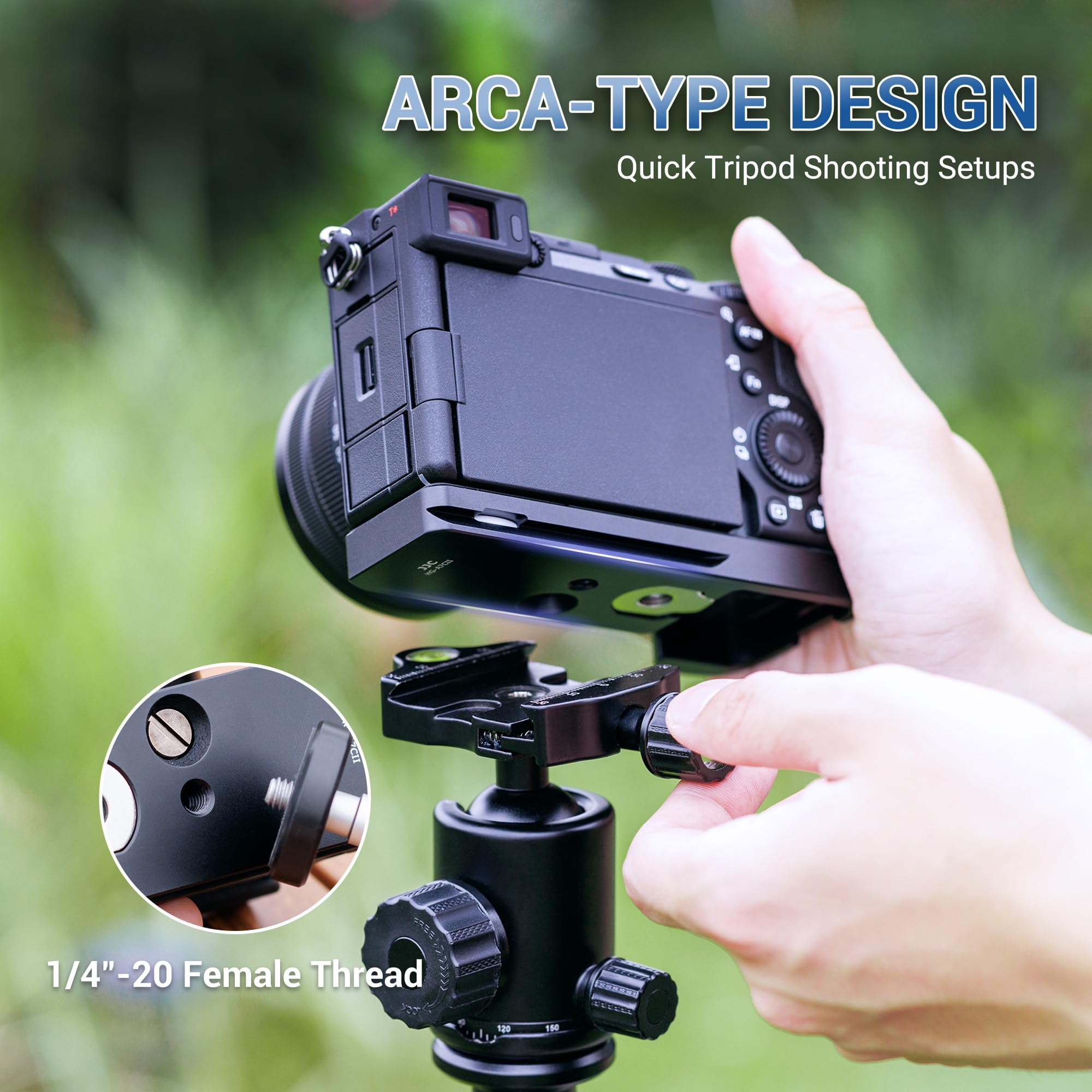 JJC Hand Grip Extension Bracket for Sony A7CII A7CR Camera Aluminum Black Arca Swiss with AirTag Holder