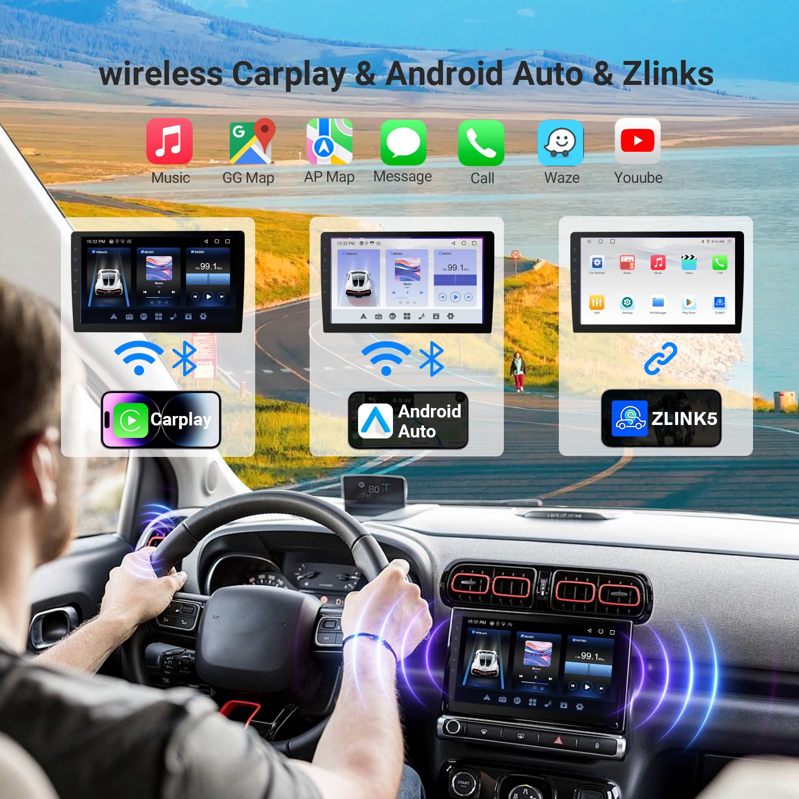 Haudio Double Din Android 13 Car Stereo - 9 Hd Touchscreen With Wireless Carplay & 14-Band Dsp, 50W  4 Hi-Fi, Dual Usb/Dvr, Gps