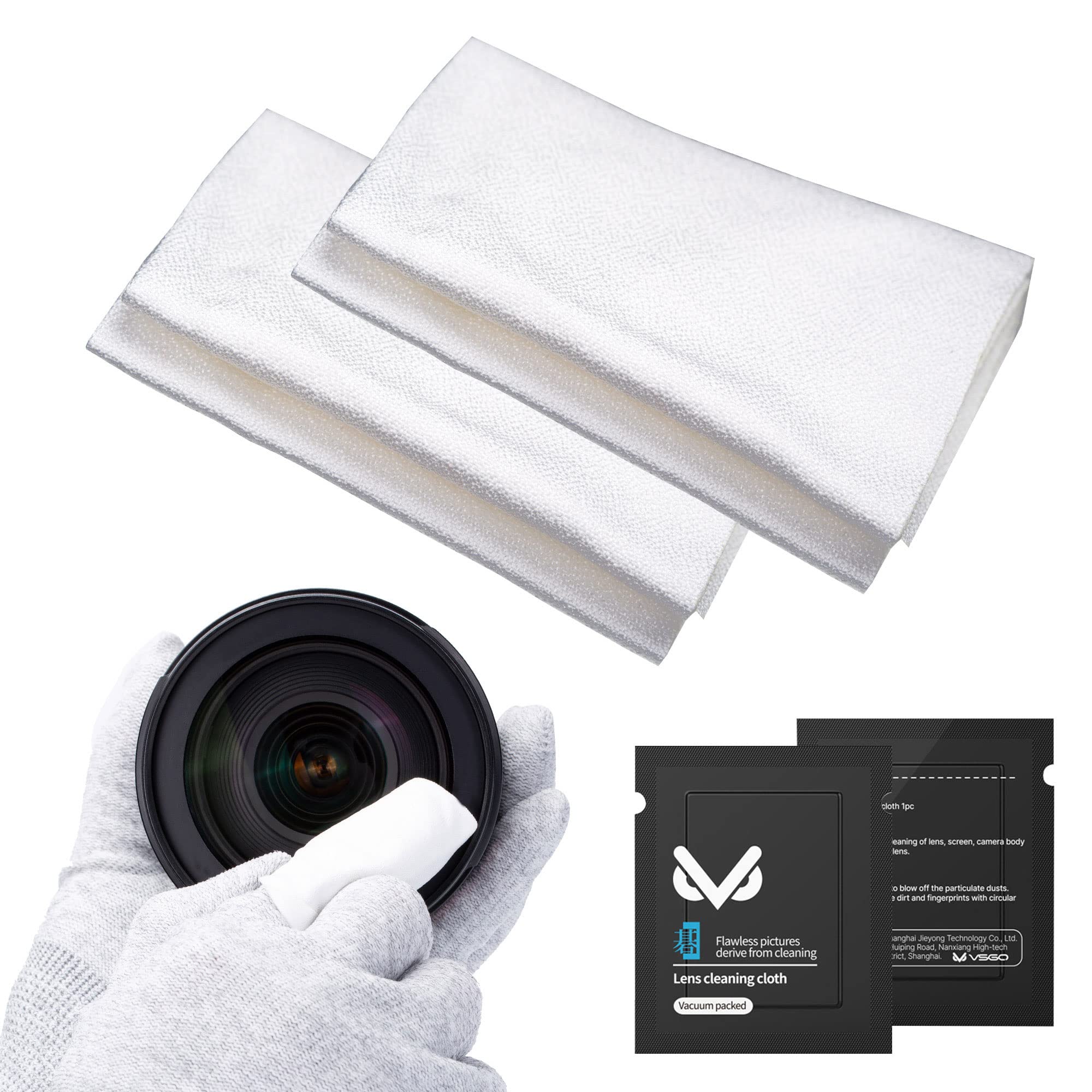 Vsgo Camera Cleaning Cloth 20Pcs Durable Microfiber Cleaning Cloths Vacuum Packed Double Surfaces Lens Cleaning Cloth Compatible