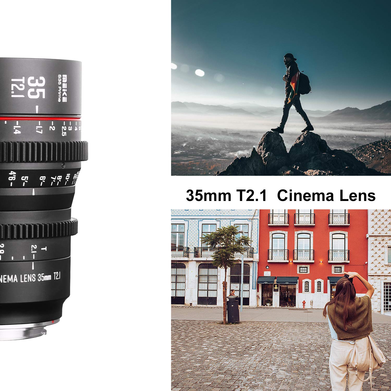 Meike 35Mm T2.1 S35 Manual Focus Wide Angle Prime Cinema Lens For Canon Ef Mount And Cine Camcorder Eos C100 Mark Ii, Eos C200,