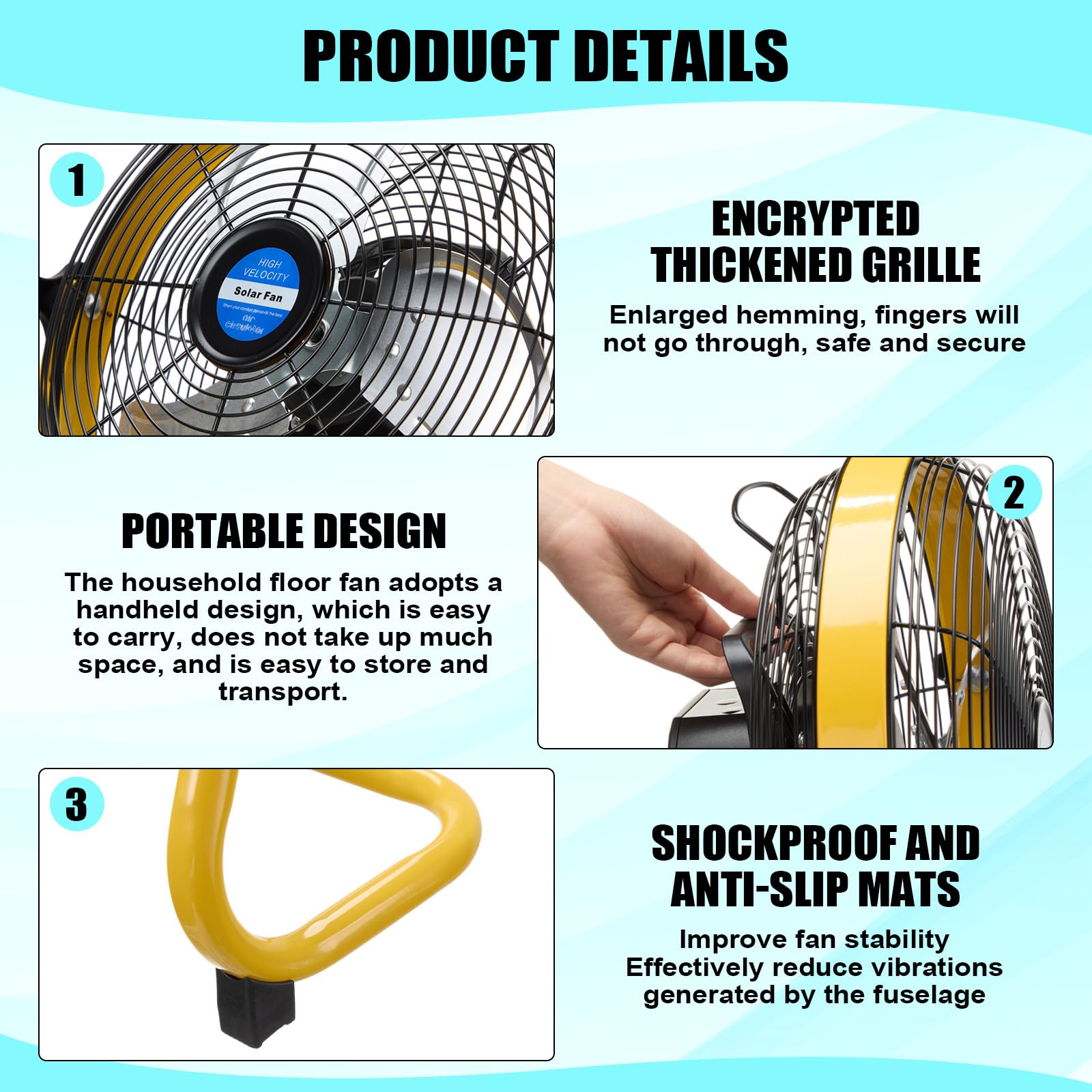 Tujoe 12 Inch Solar Panel Powered Fan, 2 In 1 Solar Panel Or Ac Charger Powered Fan 12W 9V Portable For Chicken Coop Greenhouse