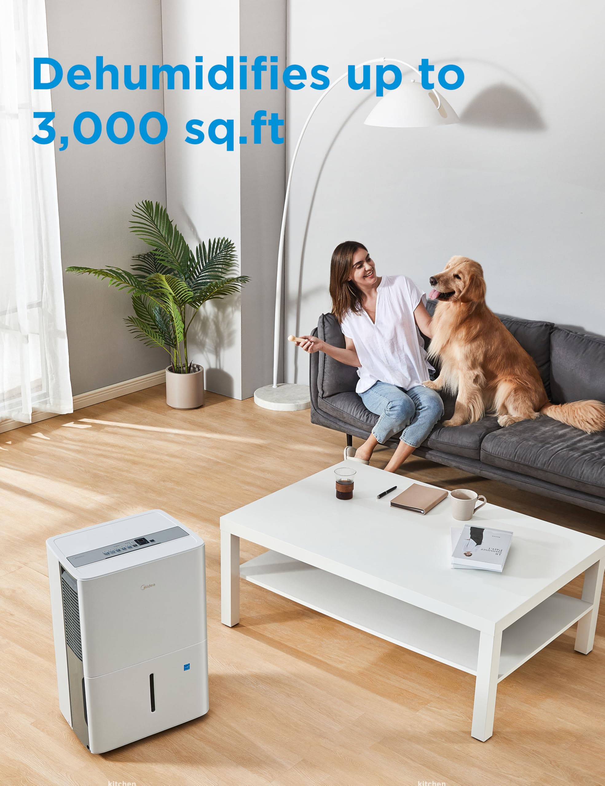 Midea 3,000 Sq. Ft. Energy Star Certified Dehumidifier With Reusable Air Filter 35 Pint   Ideal For Basements, Large & Medium Si
