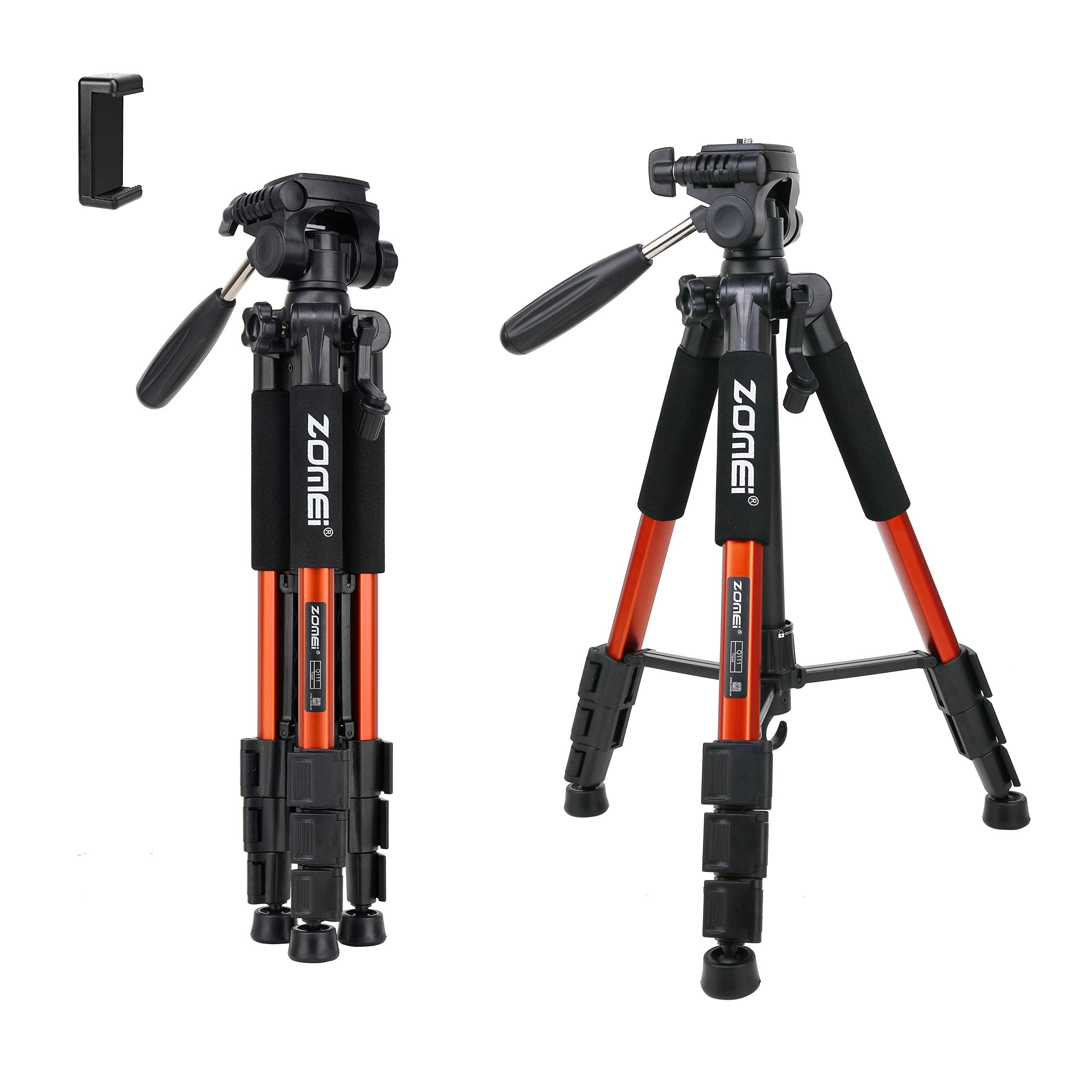 Compact Light Weight Travel Portable Aluminum Camera Tripod Q111 55'' For Canon Nikon Sony Dslr Camera Youtube Phone With Carry