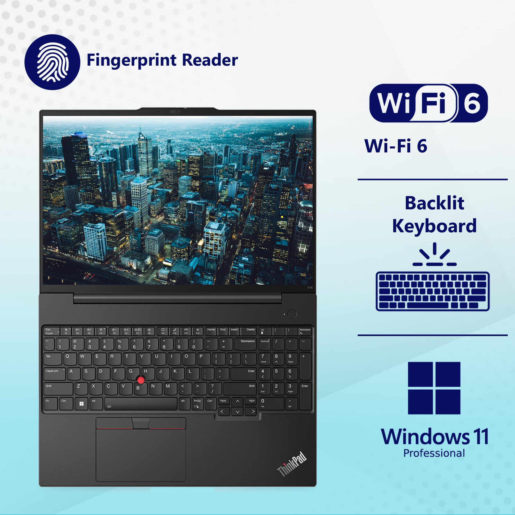 Lenovo Thinkpad E16 16 Fhd+ Business Laptop Computer, Amd Ryzen 5 7530U (Beat I7-1355U), 40Gb Ddr4 Ram, 1Tb Pcie Ssd, Wifi 6, Th