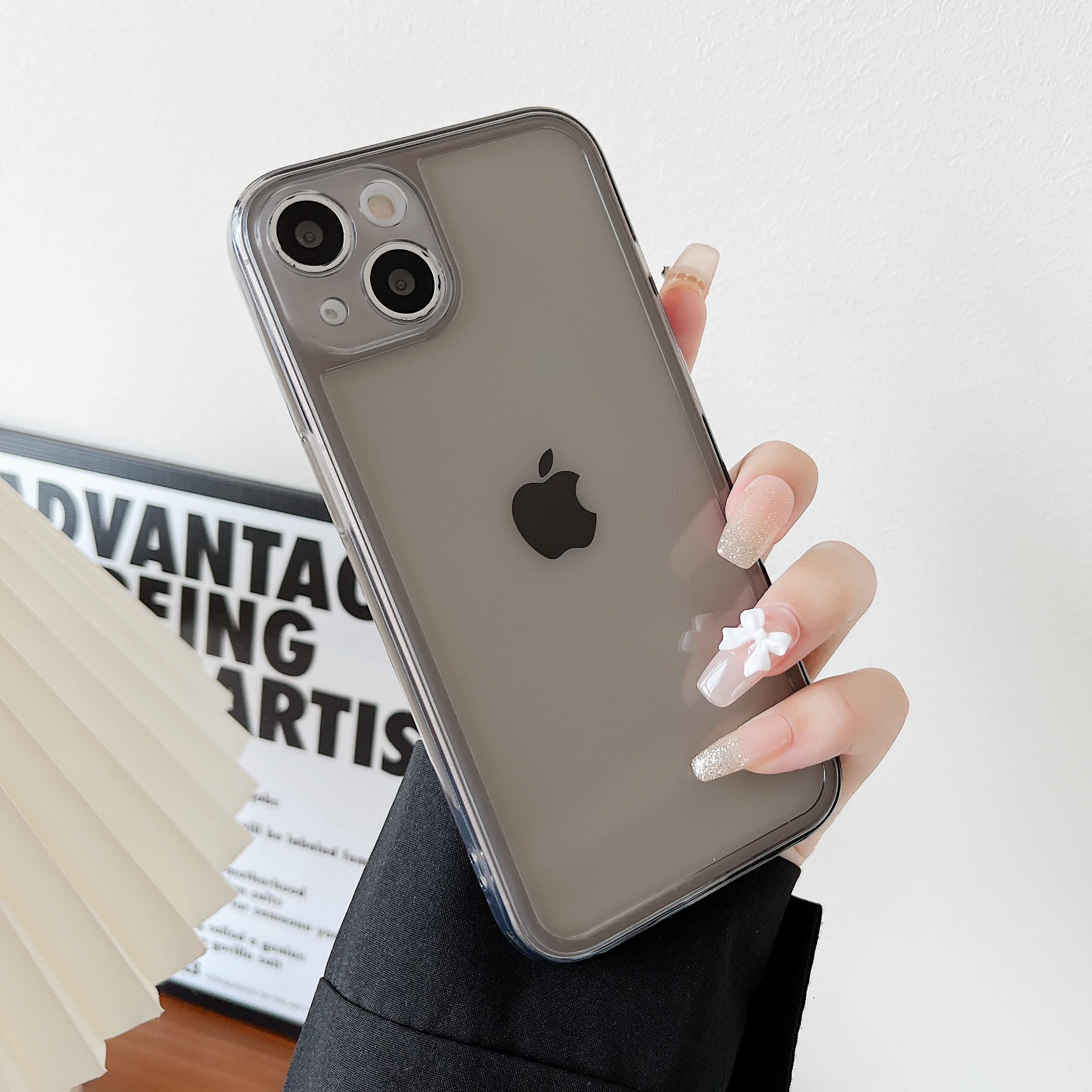 Ztofera Case For Iphone 13 6.1 Inch,Clear Soft Silicone Bumper Protective Retro Color Transparent Shockproof Phone Case   Gray