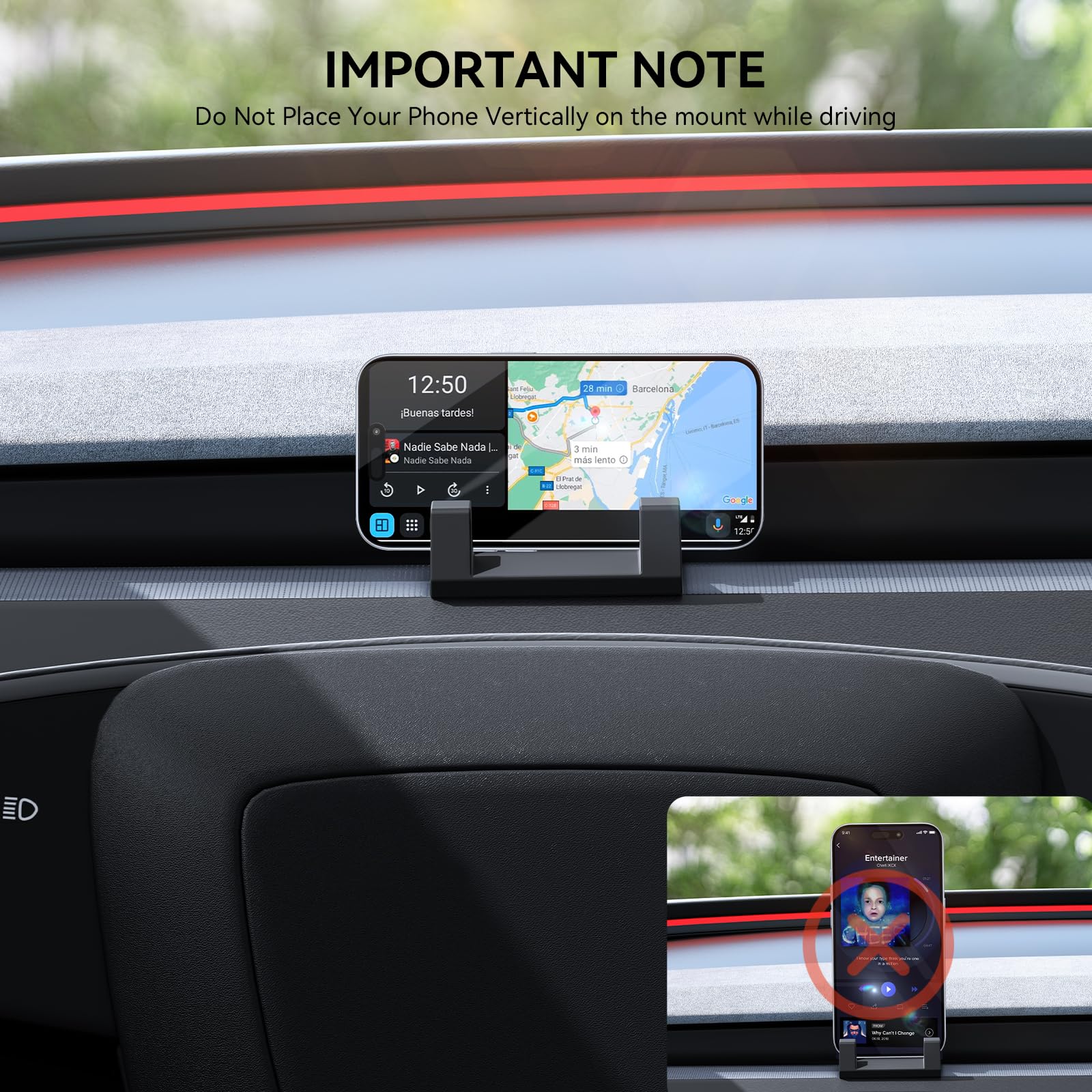 Yonzee Silicone Phone Mount For Tesla Model 3 Accessories 2025 2024,Model Y 2025 - Also Functions As A Vent Hook And Glasses Hol