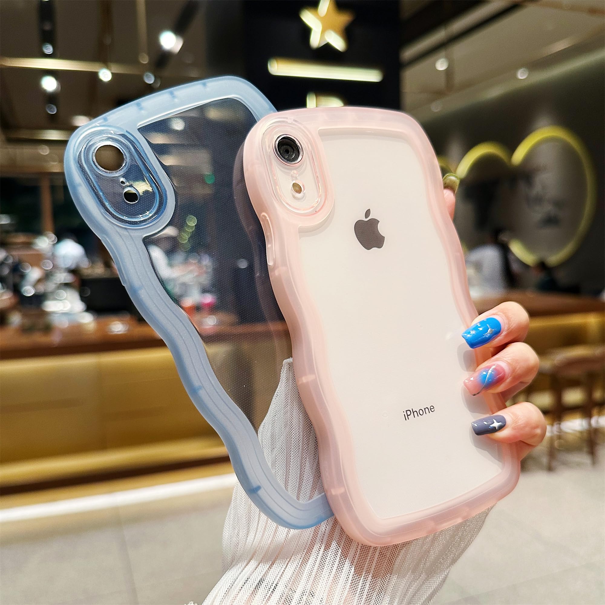 Skylmw Compatible With Iphone Xr Case 6.1'', Cute Kawaii Curly Wave Frame Shape Soft Silicone Shockproof Protective Phone Cover