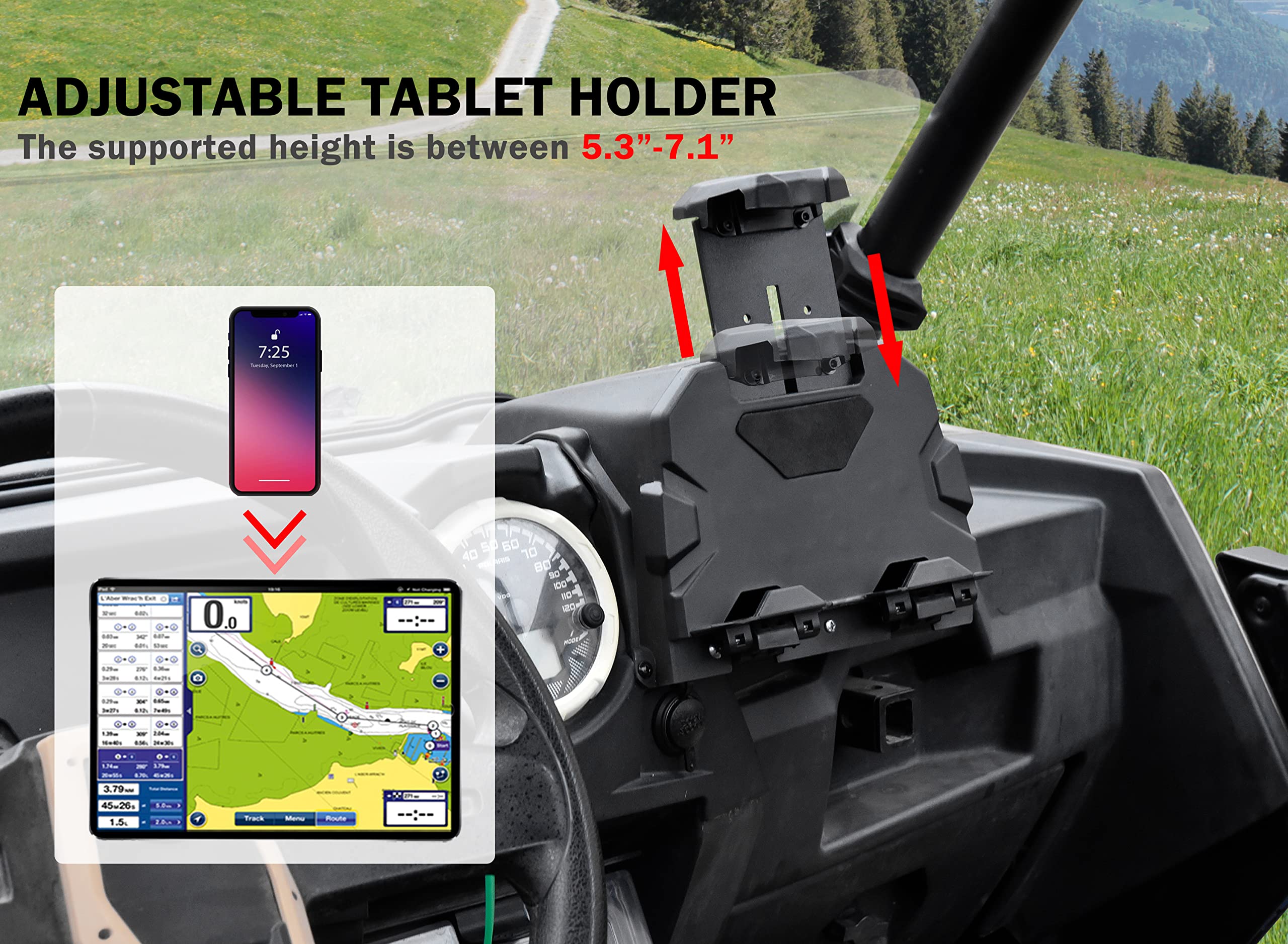 Sautvs Tablet Holder Phone Mount With Storage Box For Polaris Rzr Xp 1000/ Xp 4 1000 2014-2018 Accessories, Electronic Device Gp
