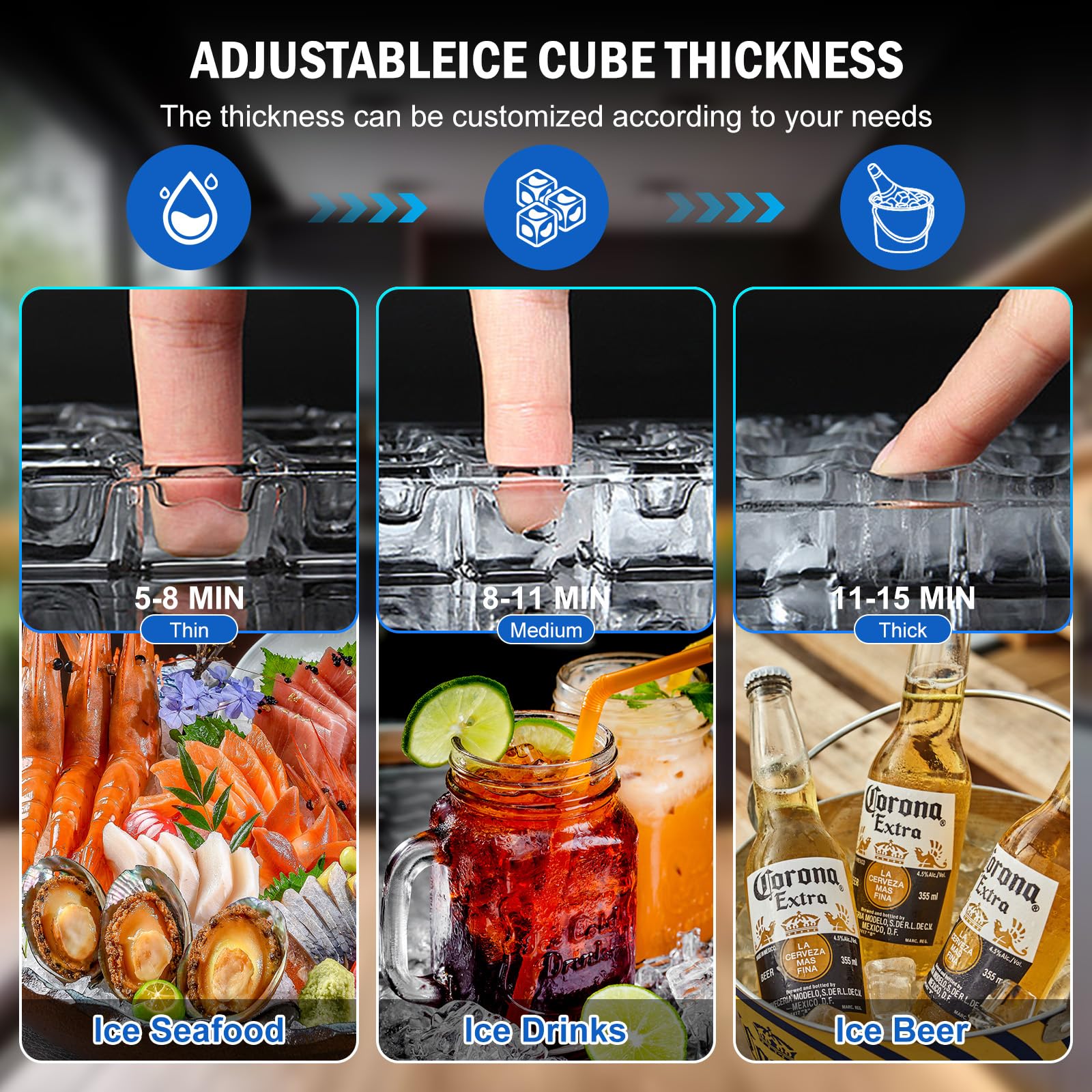 Commercial Ice Maker Machine 130 Lbs/24H, 45 Ice Trays Freestanding & Undercounter Ice Machine Stainless Steel With 20 Lbs Ice S