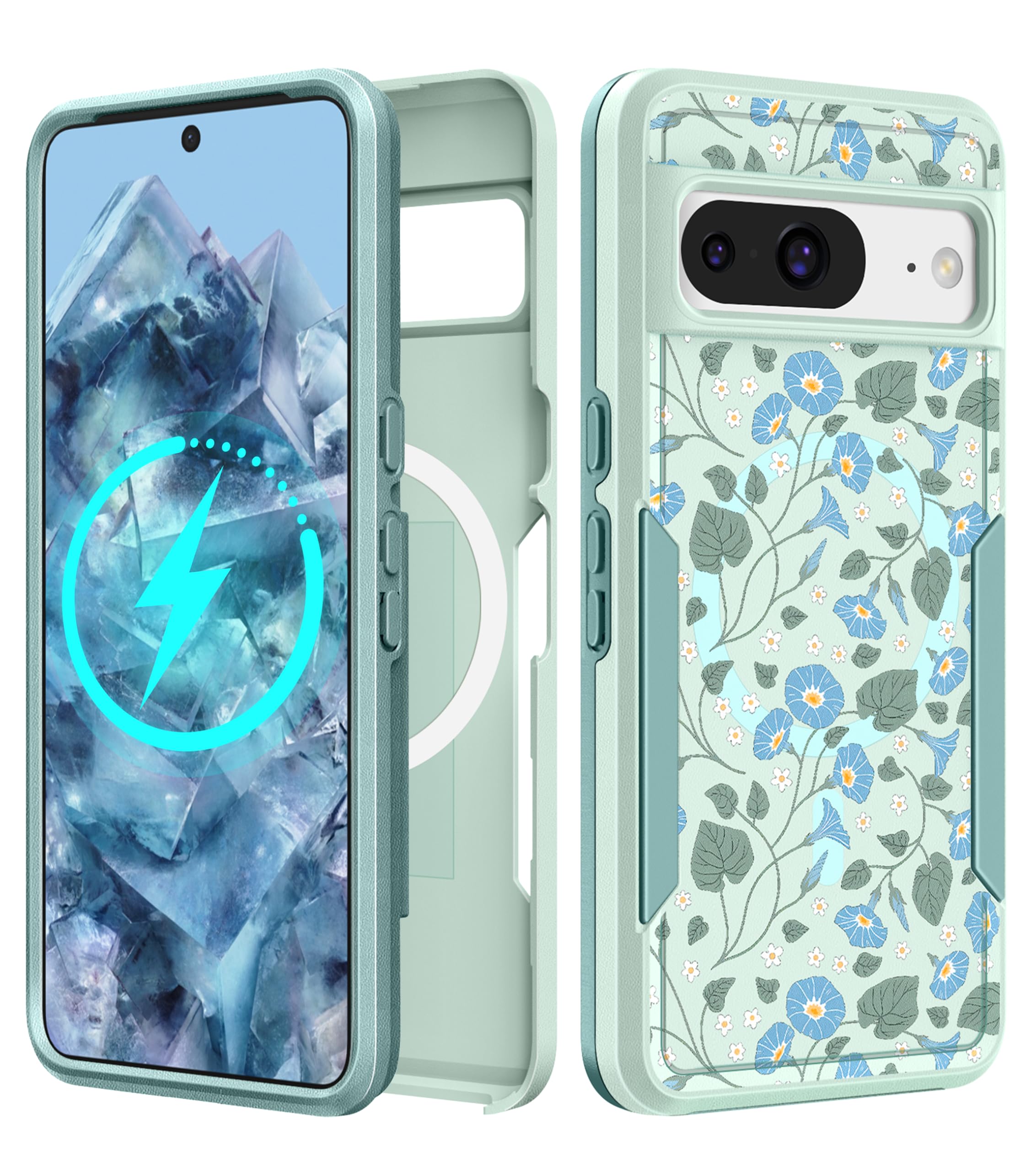 LISEVO for Google Pixel 8 Case 6.2 Inch - Compatible with MagSafe Women Girls Cute Magnetic Protective Cover Unique Girly Blue F