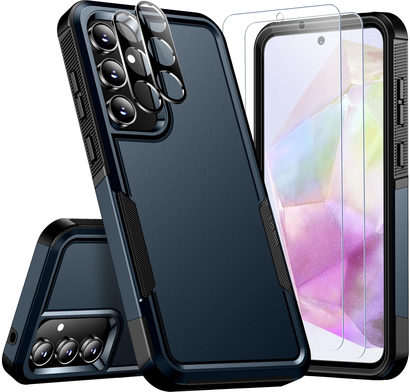 Spidercase For Samsung Galaxy A35 5G Case,[12 Ft Military Grade Drop Protection] 2 Pack[Tempered Glass Screen Protector + Camera