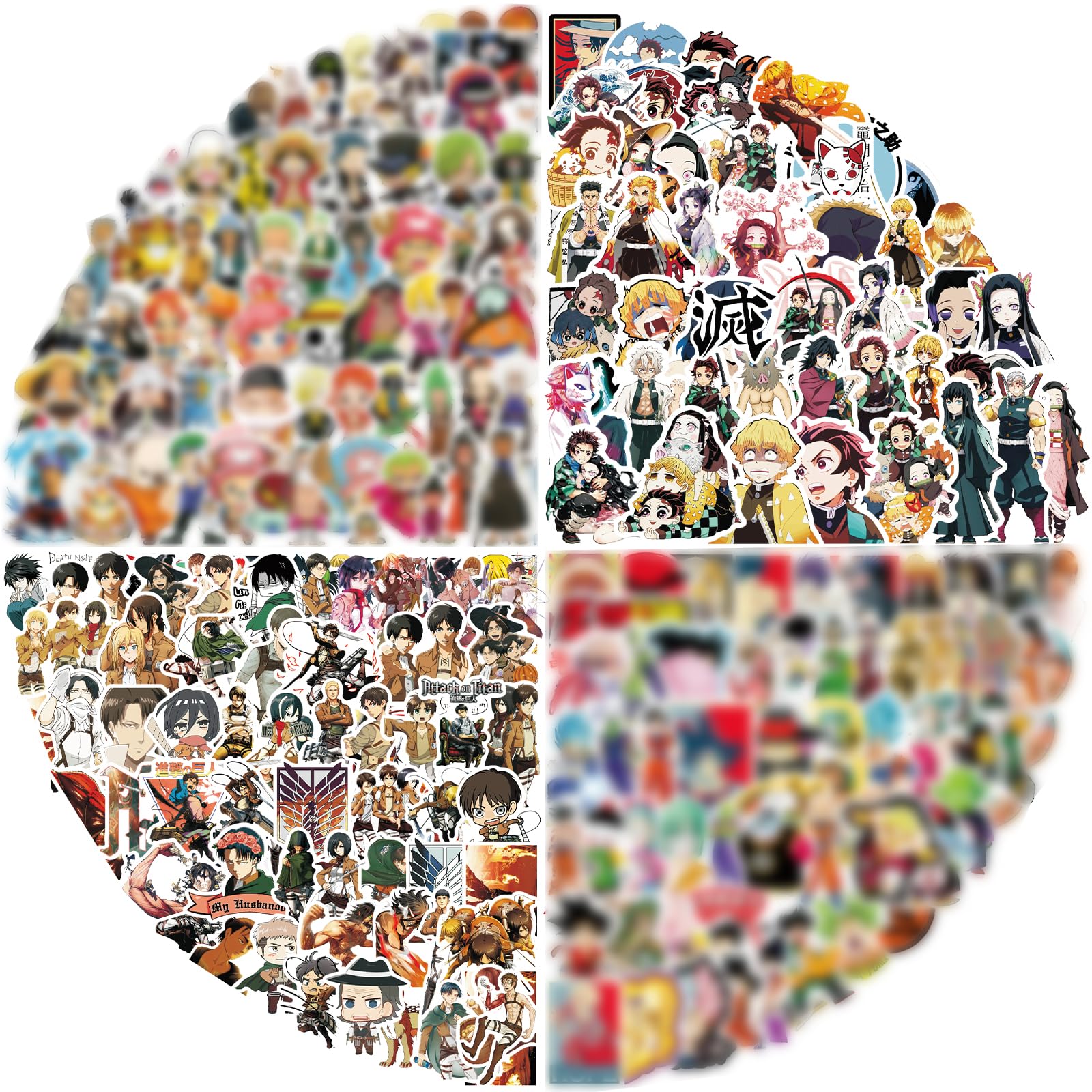 Arme Anime Stickers Mixed Pack,300Pcs Mixed with Classic Anime Theme Sticker Pack,Vinyl Waterproof Stickers and Decals for Bottl