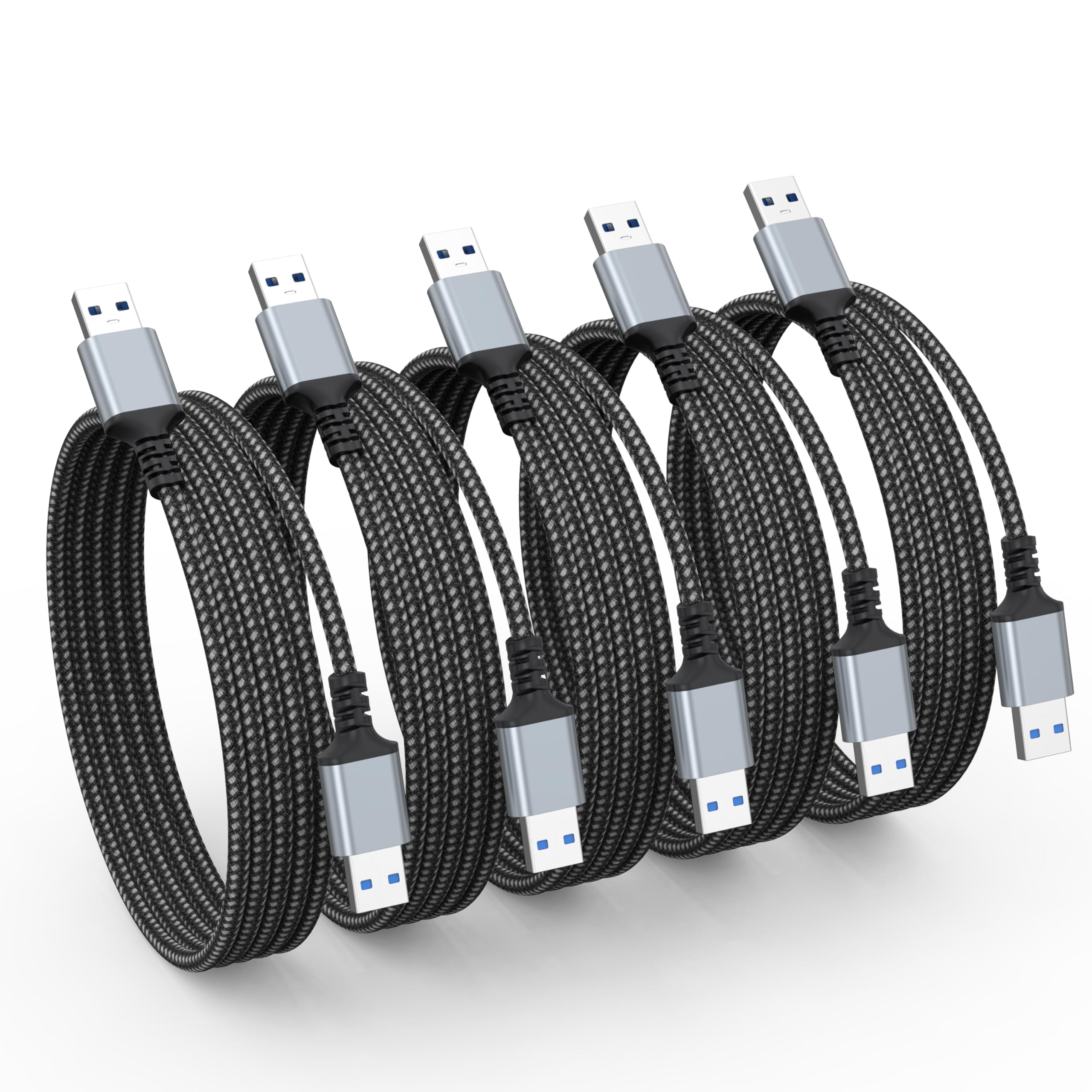 Usb Cable 6Ft 5 Pack, Usb To Usb Cable, Usb 3.0 A To A Male Cord, Double End Usb Cords For Usba Charing Cable, Usb Audio Cable
