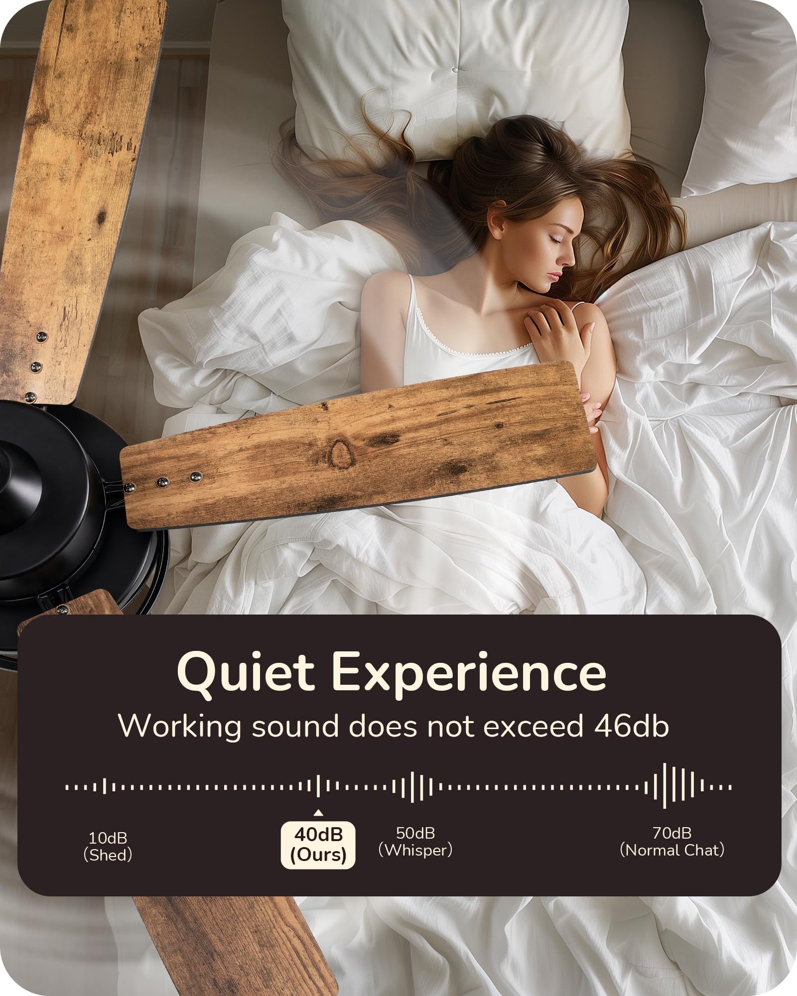 Edishine 42 Farmhouse Ceiling Fans With Lights, Remote Control, Dimmable, 6 Speeds, 5 Wood Blades, Dc Reversible Motor, Timer, N