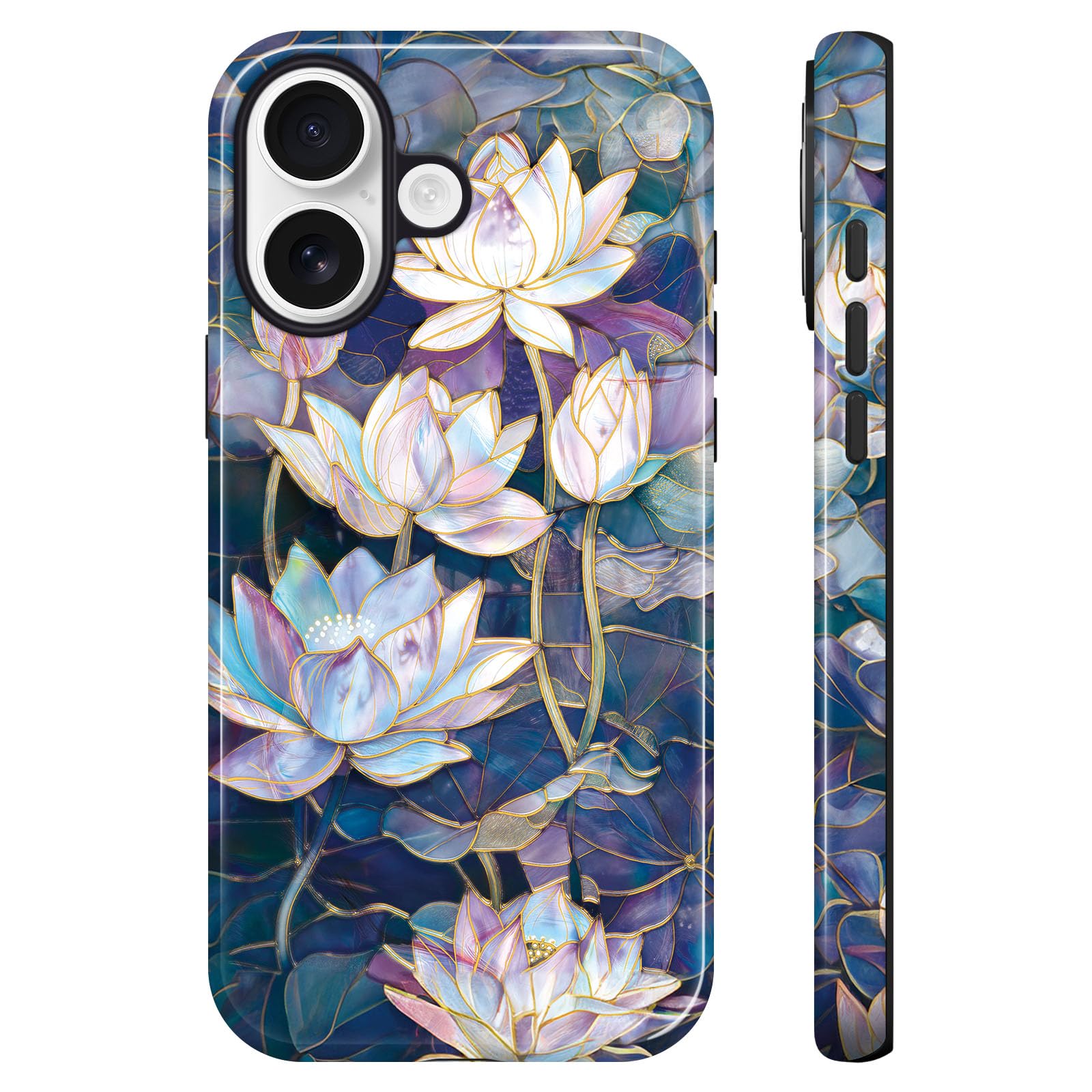 Lumen for iPhone 17 Case, Compatible with Magsafe, Hard Shell Cover with Camera Protection for Women Girls - Mosaic Glass Lotus 