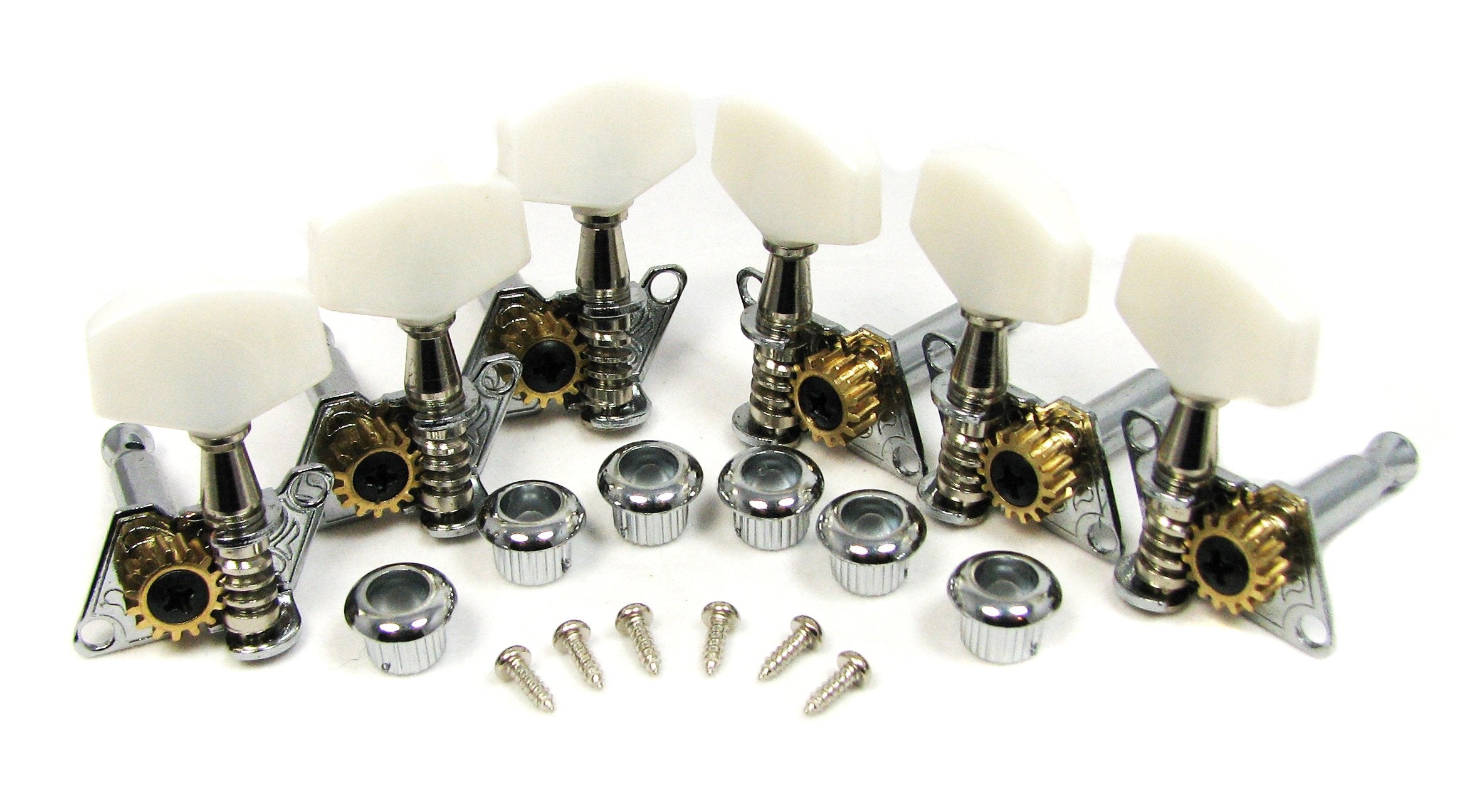 Chrome Open Gear Guitar Tuners Machine Heads   6 Piece 3 Left 3 Right Alignment