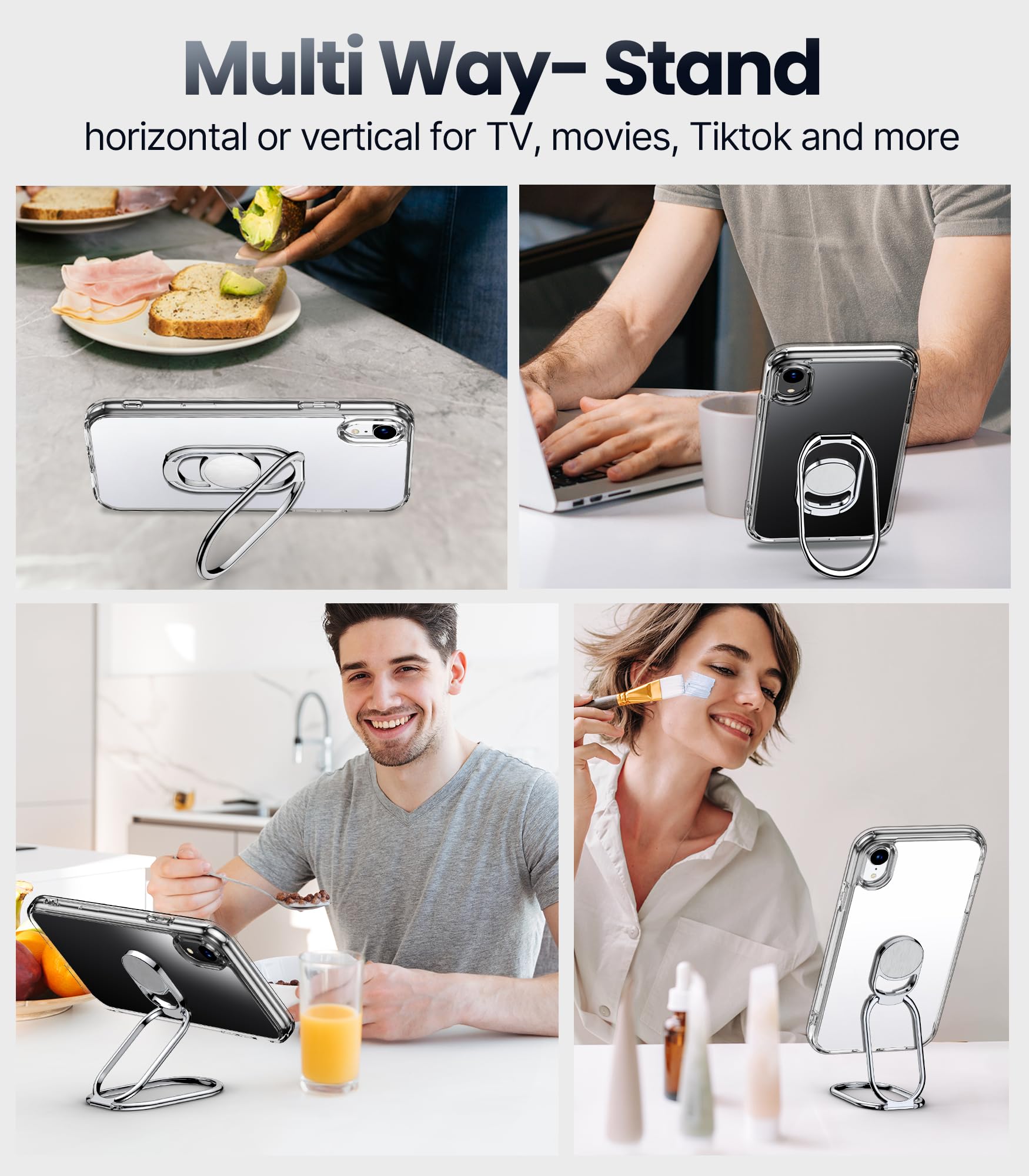 Shields Up For Iphone Xr Case With Stand, Phone Case Clear With Double Ring Holder [Adjustable & Foldable] Shockproof Protective