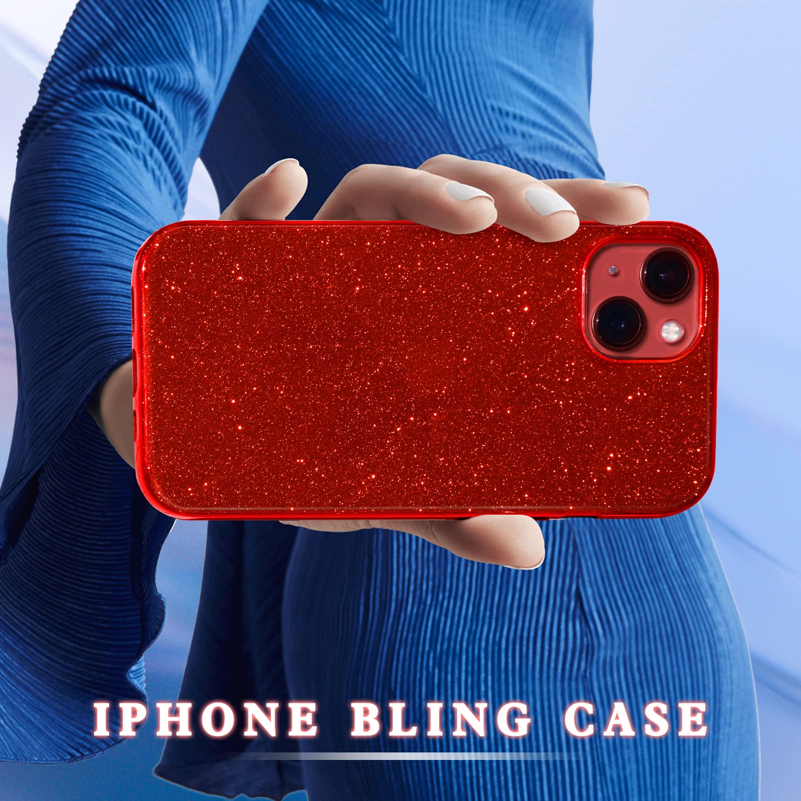 MATEPROX Bling Sparkle Protective Case for iPhone 13 Mini / 12 Mini Red
