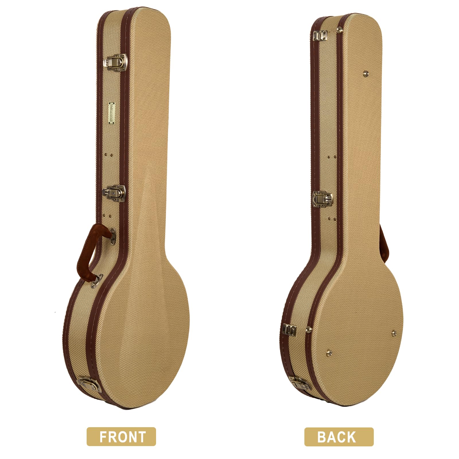 Crossrock Master Series Openback Banjo Case | Classic Fabric Tweed Exterior, Re-Engineered Wooden Shell, Leather Handle & Deep R